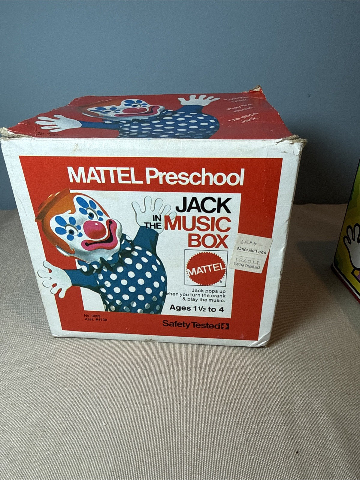 Vintage Rare In Box 1972 Mattel Jack In The Music Box WORKS Nose Wear