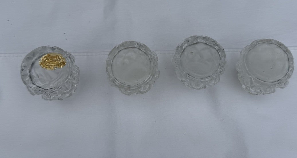 Vintage Mini Lead Crystal Cut Glass Salt Pepper Shakers Lot of 4 Metal Lids