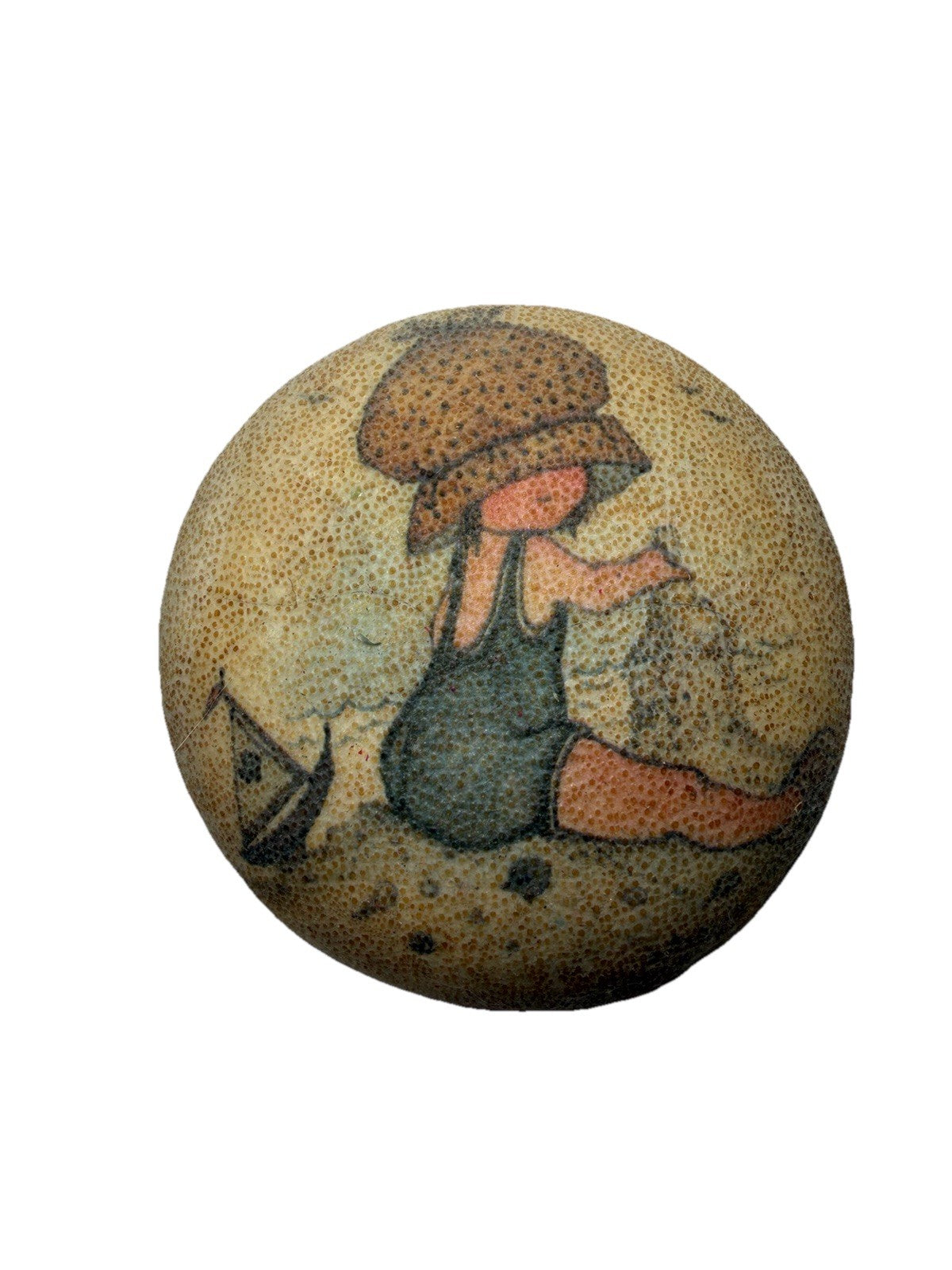 Vintage Holly Hobbie Chalkware Wall Plaque Decoupage Beach Design
