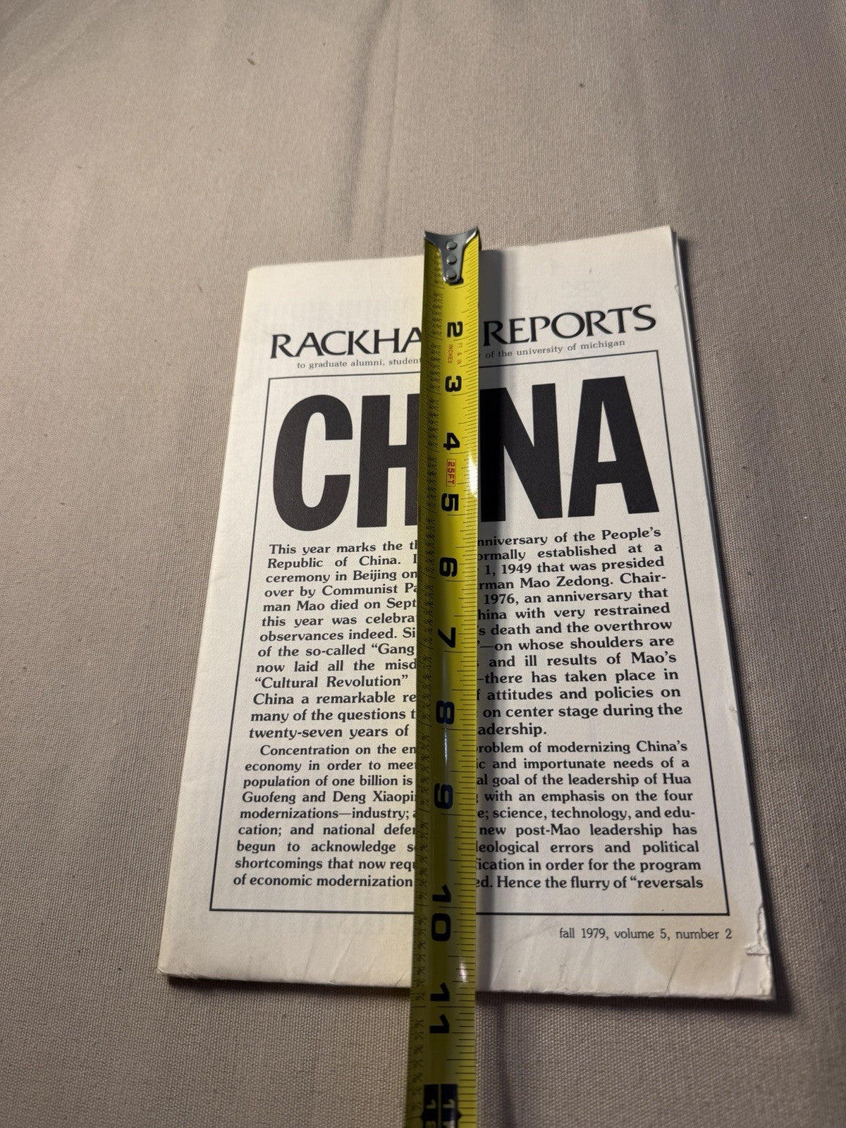 Vintage Rackham Reports Michigan Fall 1979 China Special Issue Magazine Journal