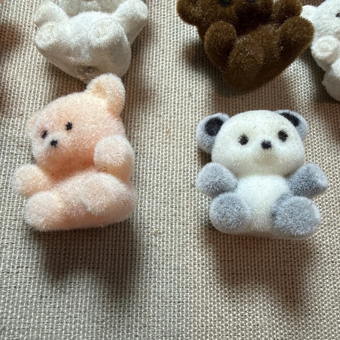 Lot of 42 Flocked Fuzzy Miniature Teddy Bears 1” Vintage Crafting Minis Dioramas