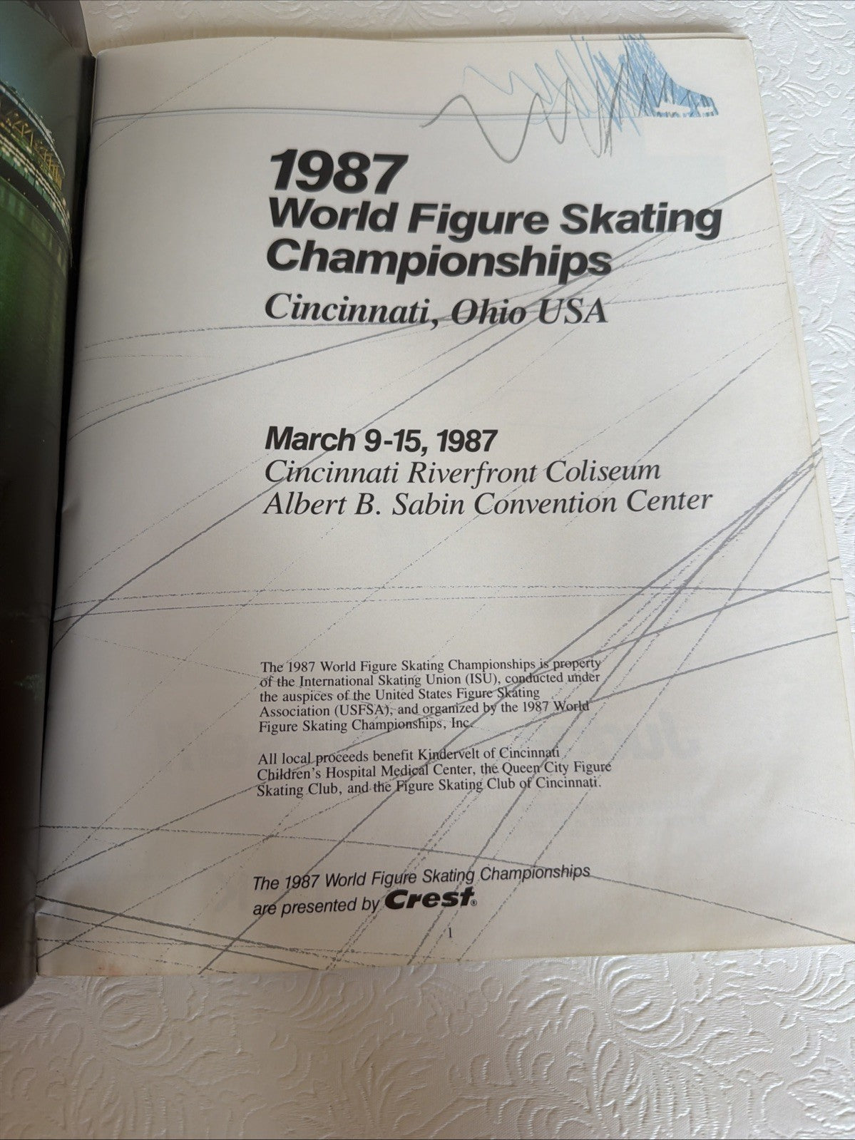 1987 World Figure Skating Championships Program Cincinnati Ohio Souvenir