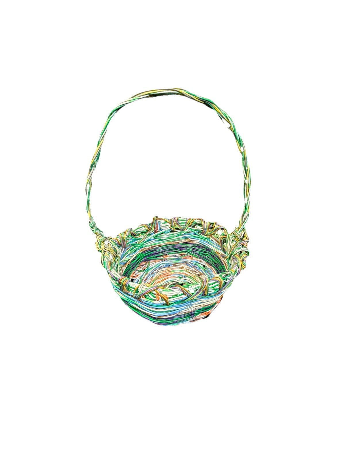 Bohemian Wire Basket Multicolor Decorative Handmade 6.5"