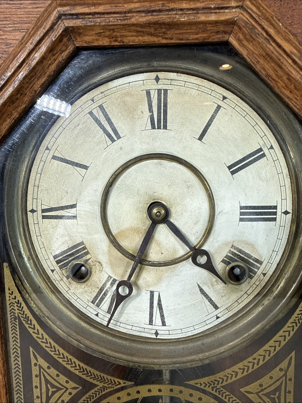 Antique E Ingraham Parlor Kitchen Mantel Clock Gingerbread Wood Case WORKS USA