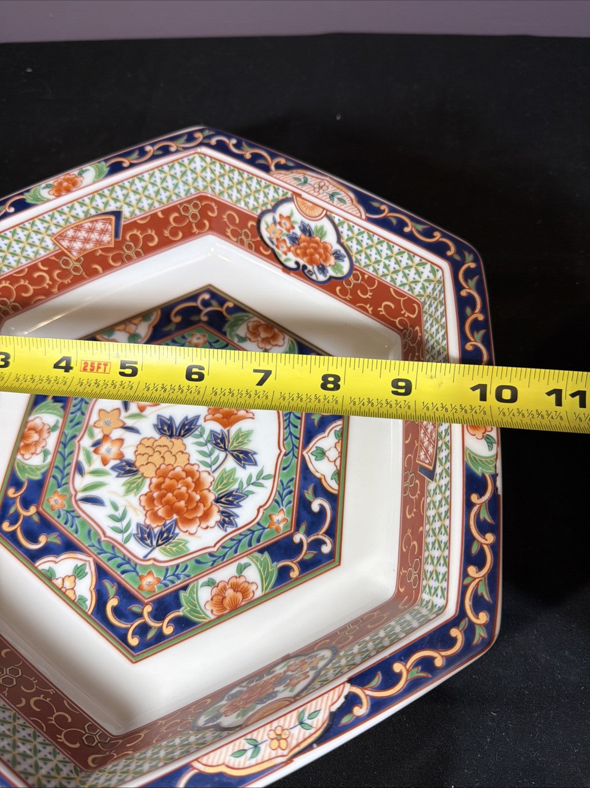 1982 Japanese Imari Porcelain Hexagonal Bowls Set 10” 8” Mann