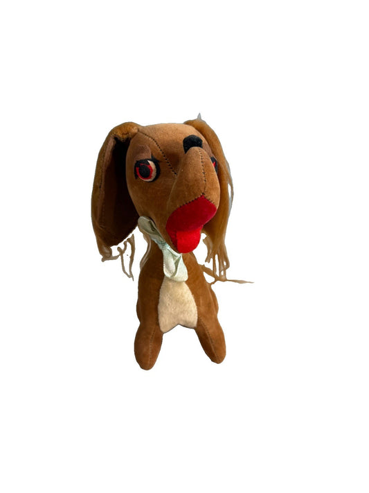 Vintage Japan Flocked Puppy Dog Figurine Long Hair Ears 7.5 Inch Retro Toy Decor