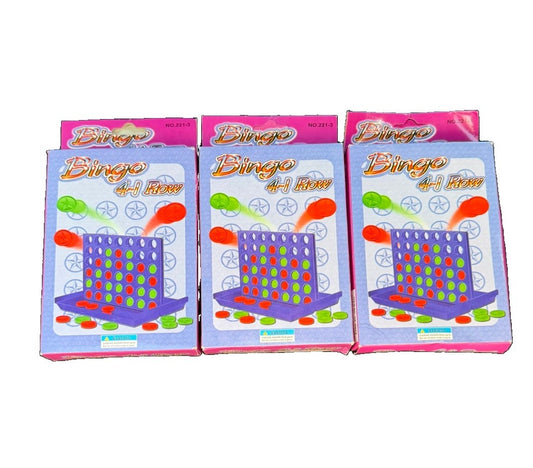 Vintage Bingo 4-In-A Row Mini Travel Board Game Set 3 Connect Four Retro Toy Set