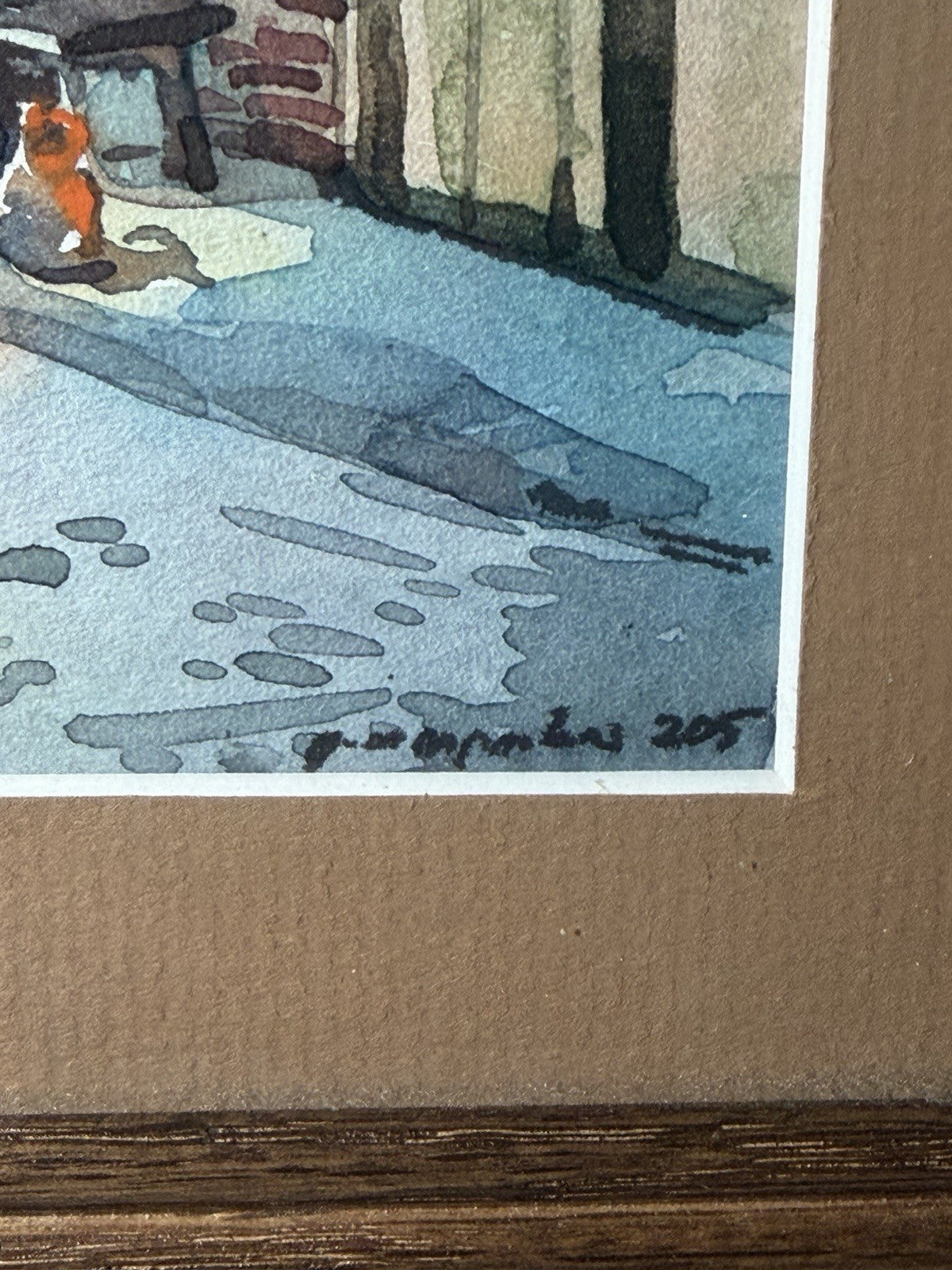 Signed Original Watercolor Painting Budapest Street Scene Framed Art Dated 2005