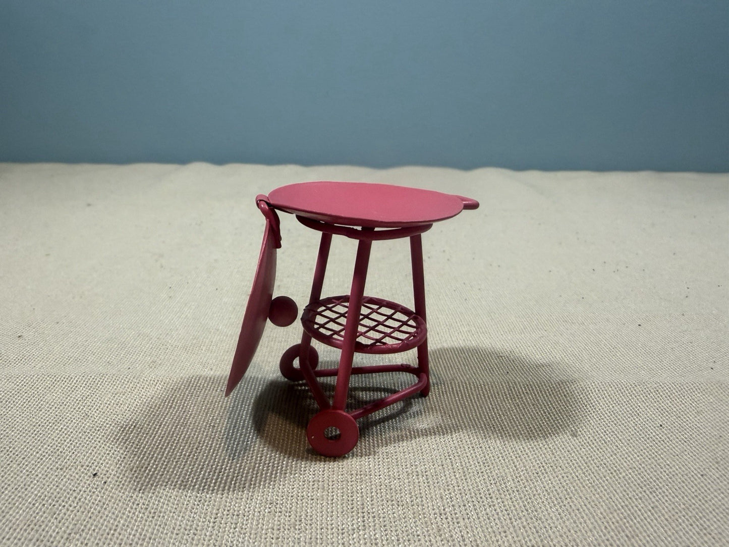 Vintage Metal Dollhouse Pink Grill Miniature Patio Barbecue Accessory 2.5"