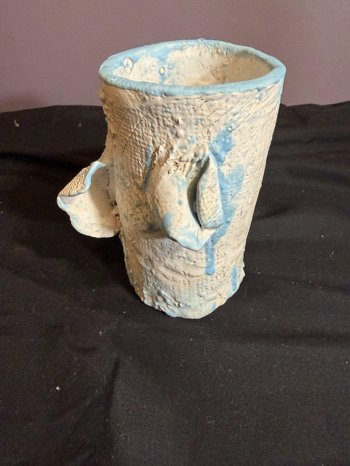Handcrafted Ceramic Mugs Vases Set of 2 Blue Pink Decorative Cups 5"