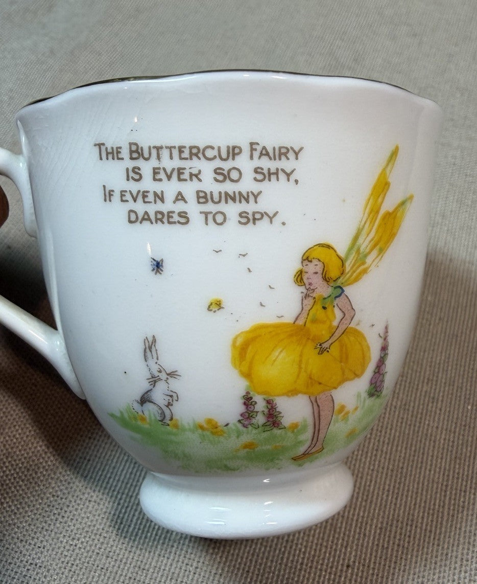 Chelsea Staffs Fairy Teacup Saucer Bone China Floral Tea Set Made in England