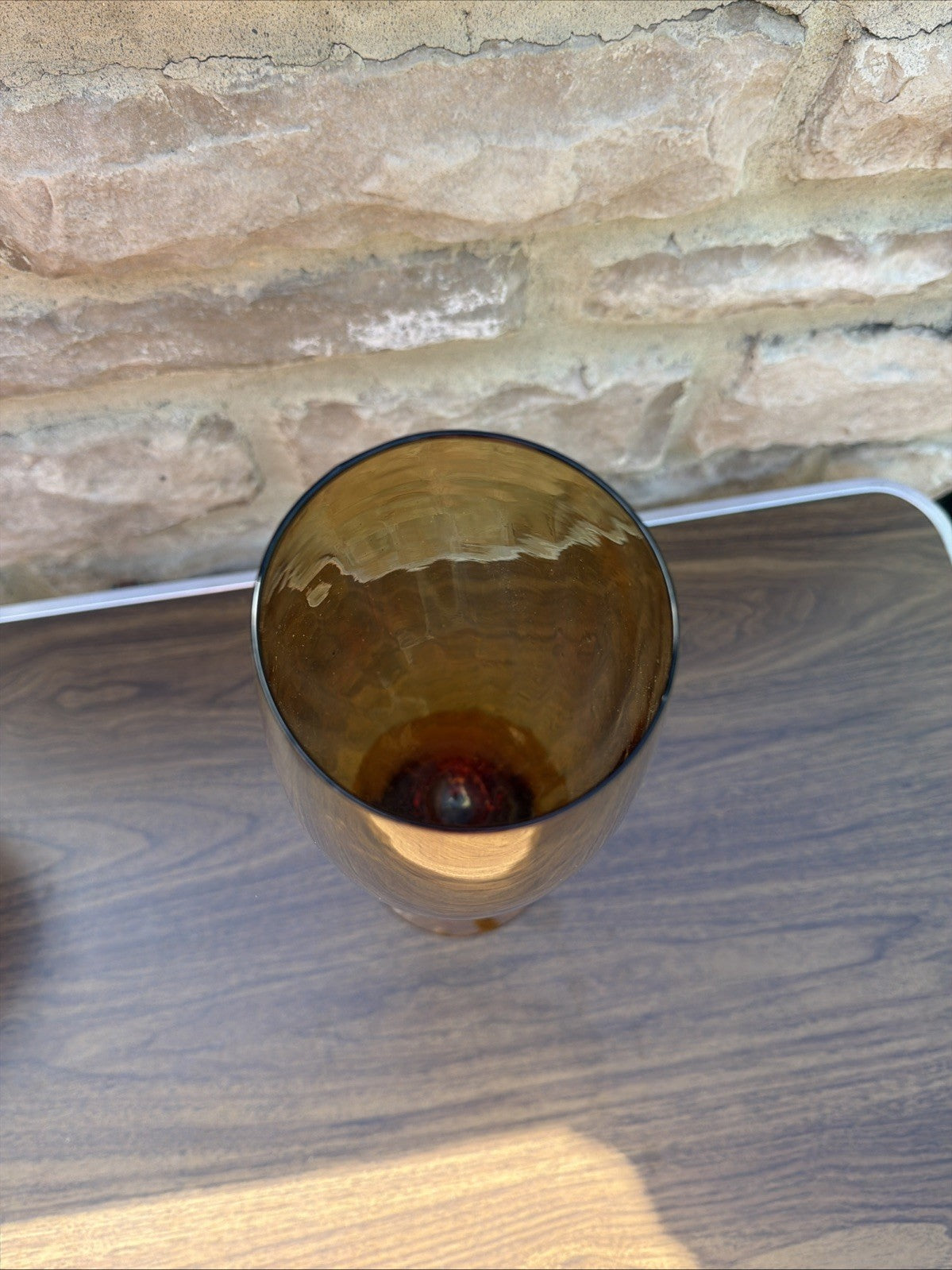 Huge Vintage Italian Empoli Glass Floor Vase Rib Optic Amber Mid Century