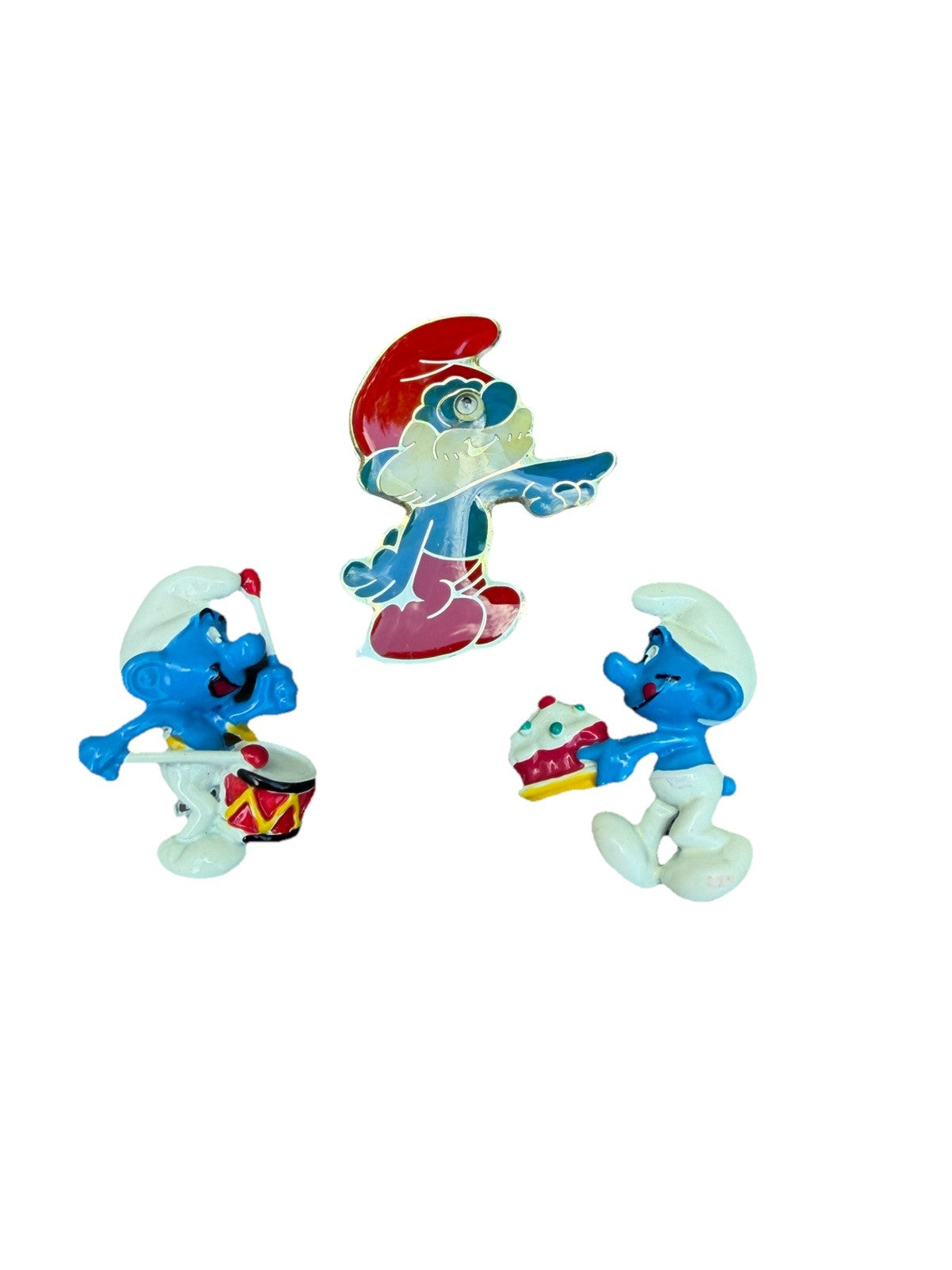 Vintage Smurfs Enamel Pin Brooch Lot Peyo Papa Smurf Smurfette Characters 1980s