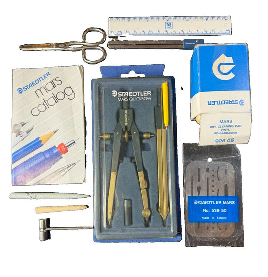 Vintage Staedtler Mars Drafting Drawing Instruments Compass Tools Bundle Germany