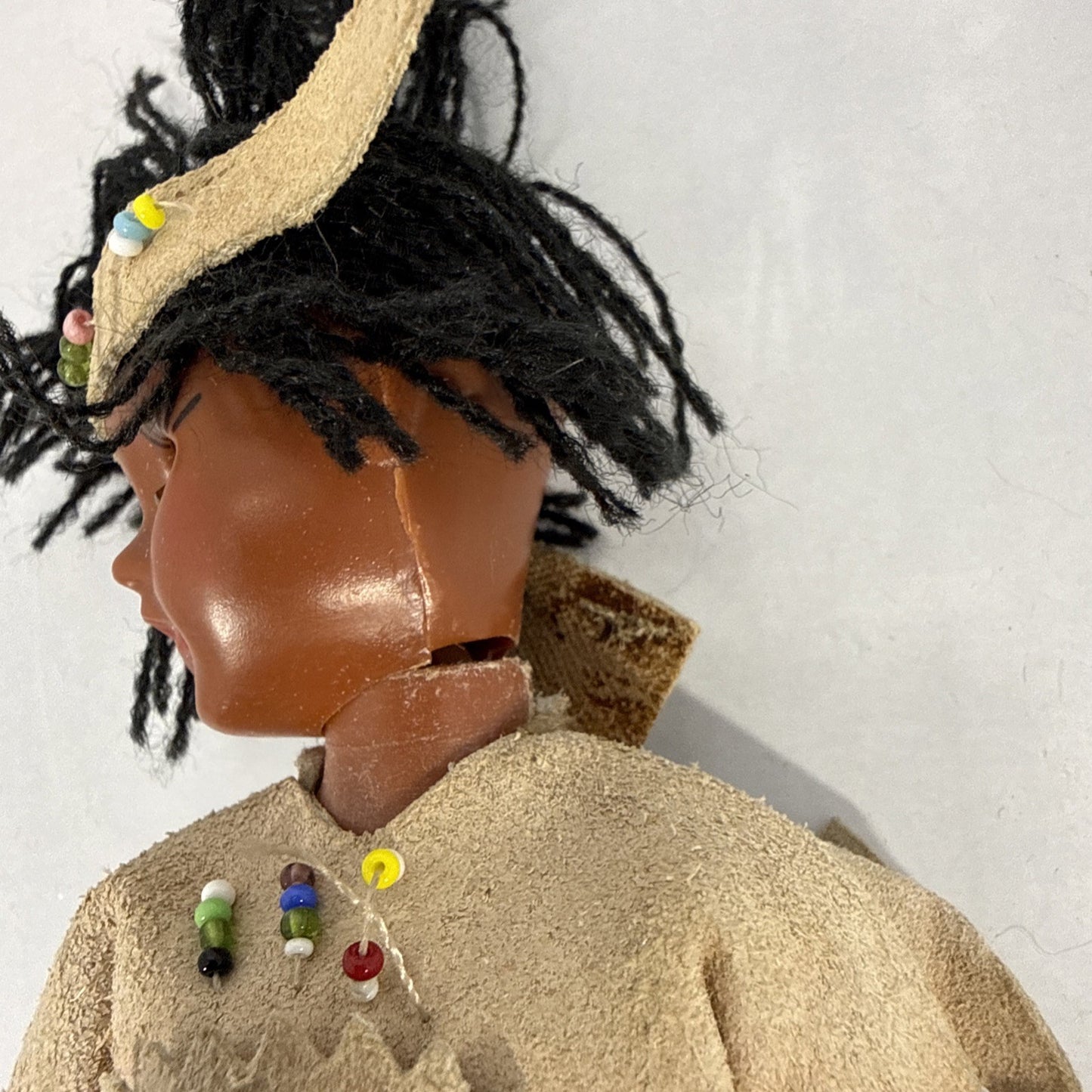 Vintage Native American Doll Papoose Baby Sleep Eyes Souvenir Doll