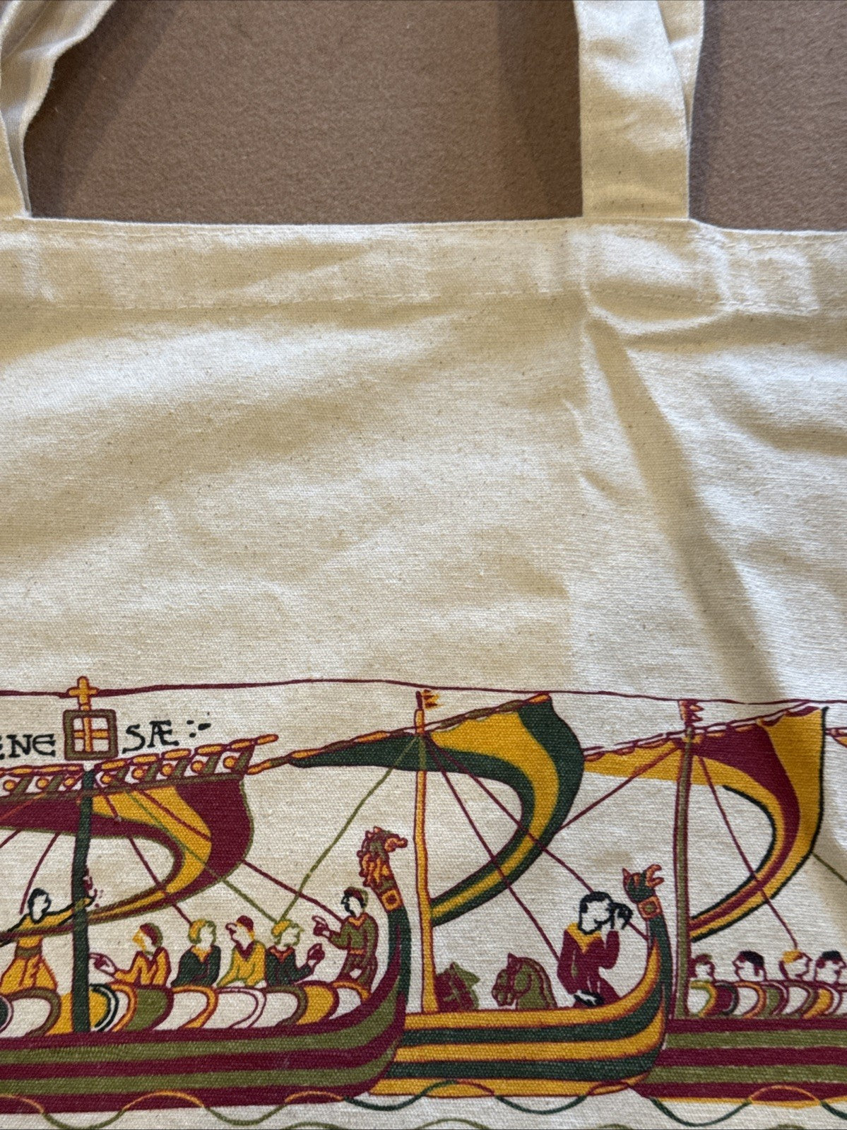 French Cotton Tote Bag, Bayeux Norman Pattern Embroidered Design, Souvenir Colle