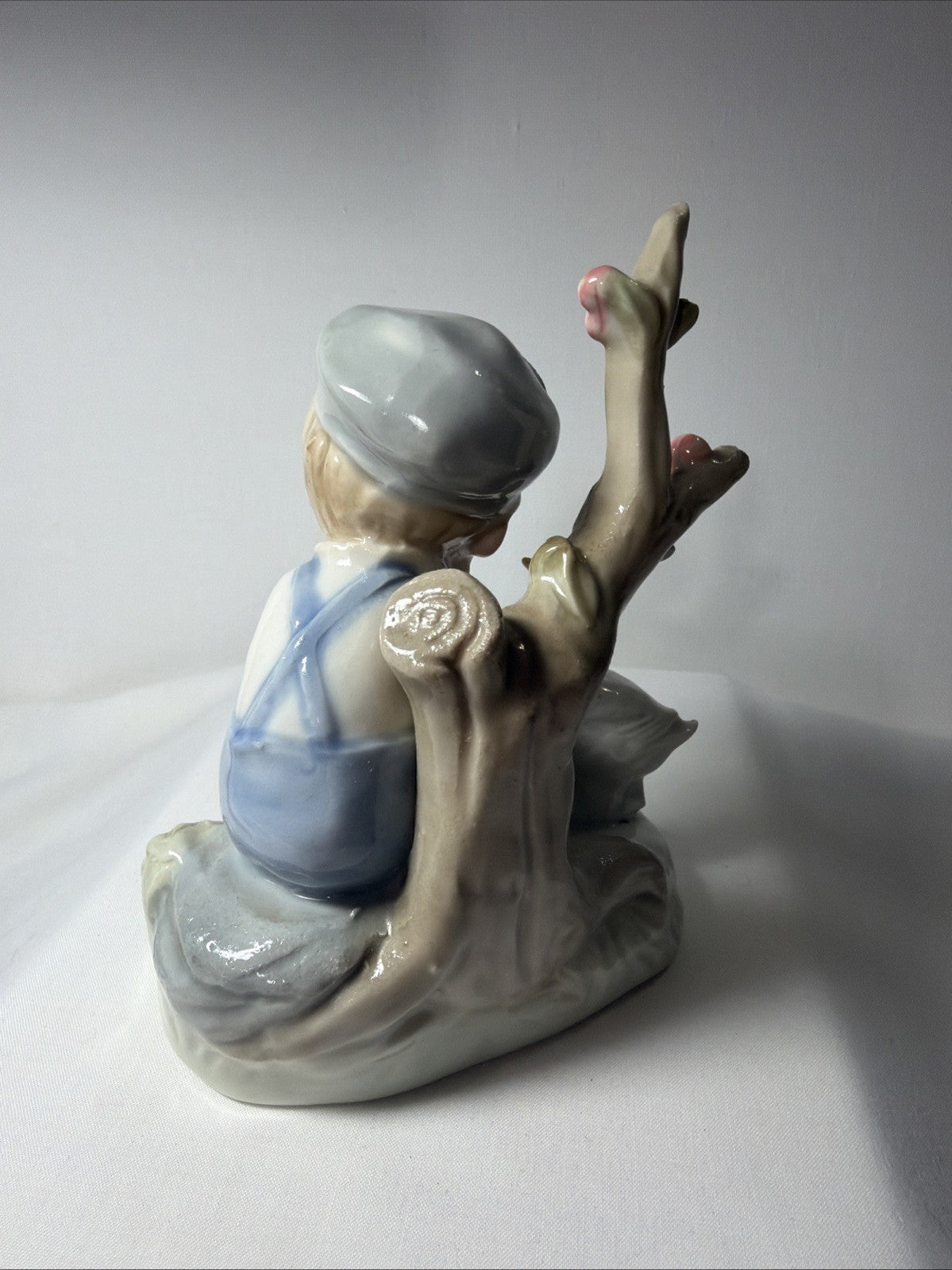 Vintage Porcelain Farm Boy Duck Figurine Japan 5 Inch Hand Painted Ceramic