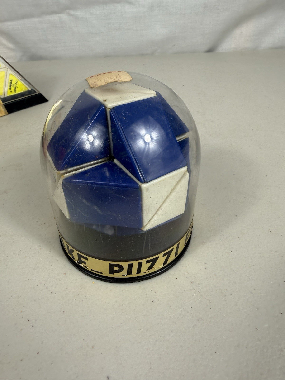 Vintage Rubiks Snake Puzzle Blue White Original Dome Case 1980s