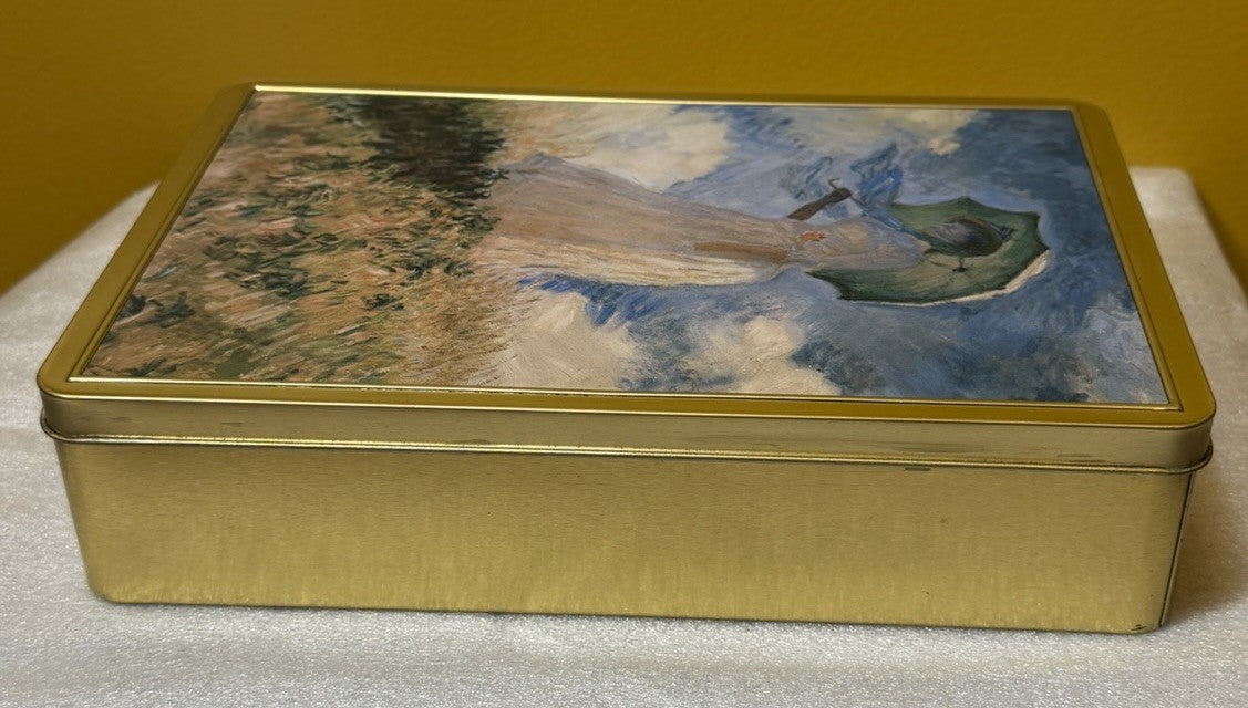 Vintage Stollwerck Claude Monet Woman With Parasol Chocolate Tin Germany Art Box