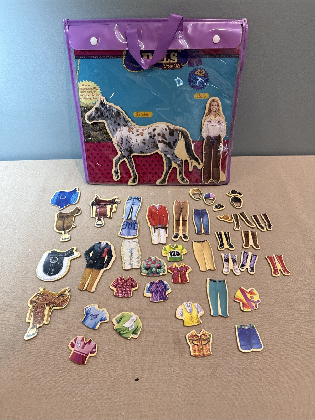 T.S. Shure Stable Pals Magnetic Wooden Dress Up Set 42 Piece Horse Toy