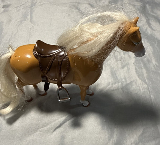 1997 Vintage Mattel Barbie Walking Horse With Saddle, Neck Bends