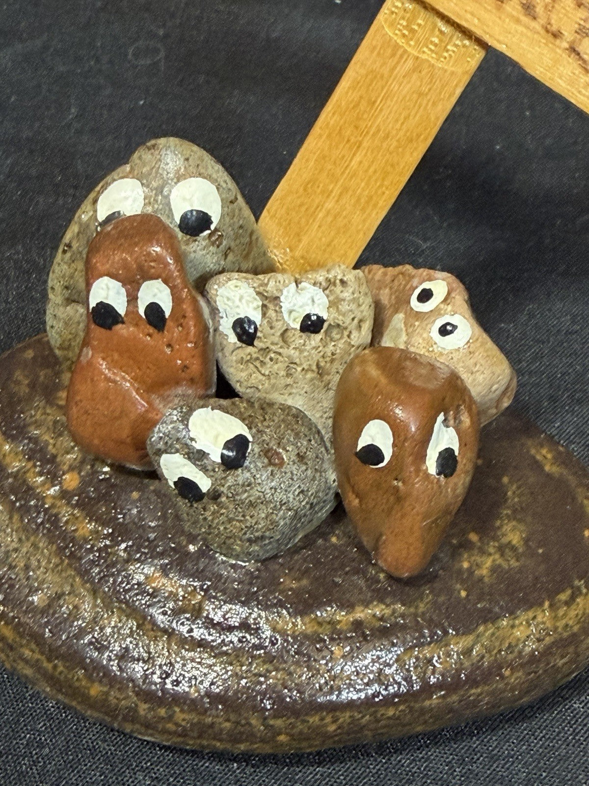 Vintage Pet Rock Paperweight Rock Concert 1970s Hand Painted Super Cute