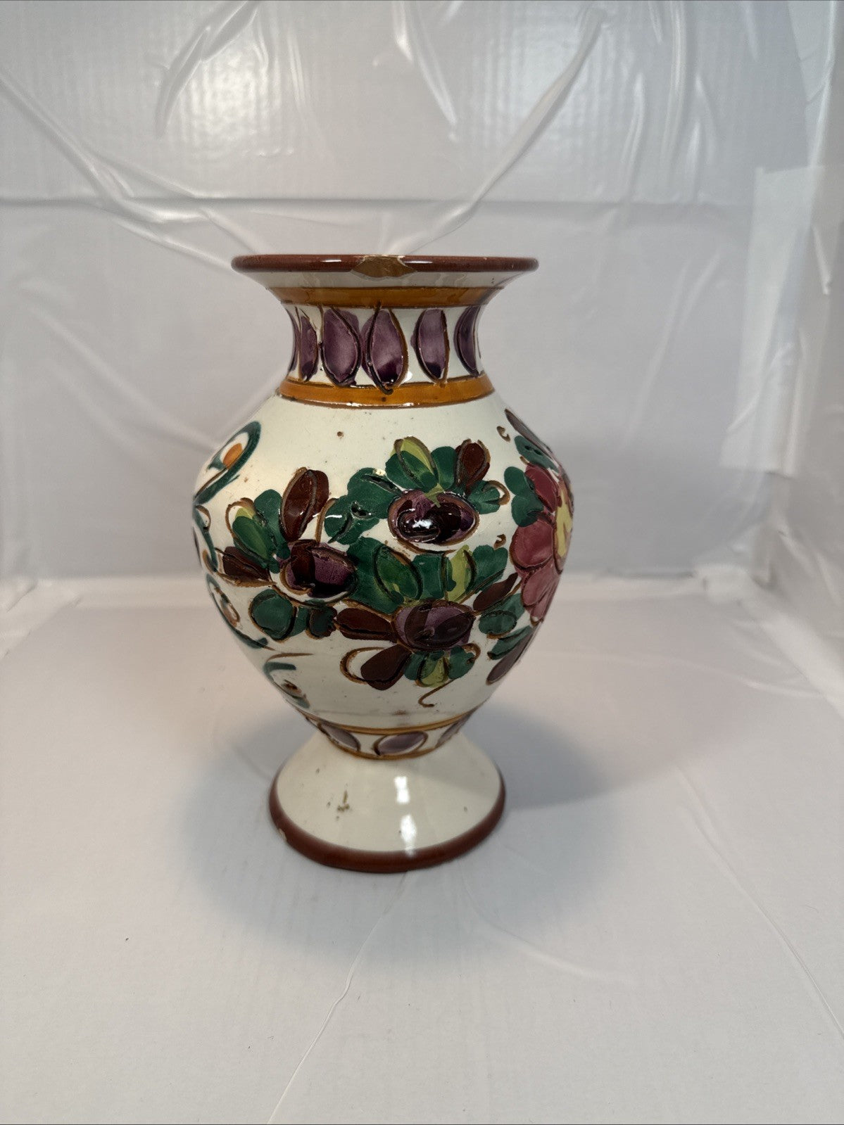 Antique Hand Painted Vase Signed Decorative Porcelain 8”x5”