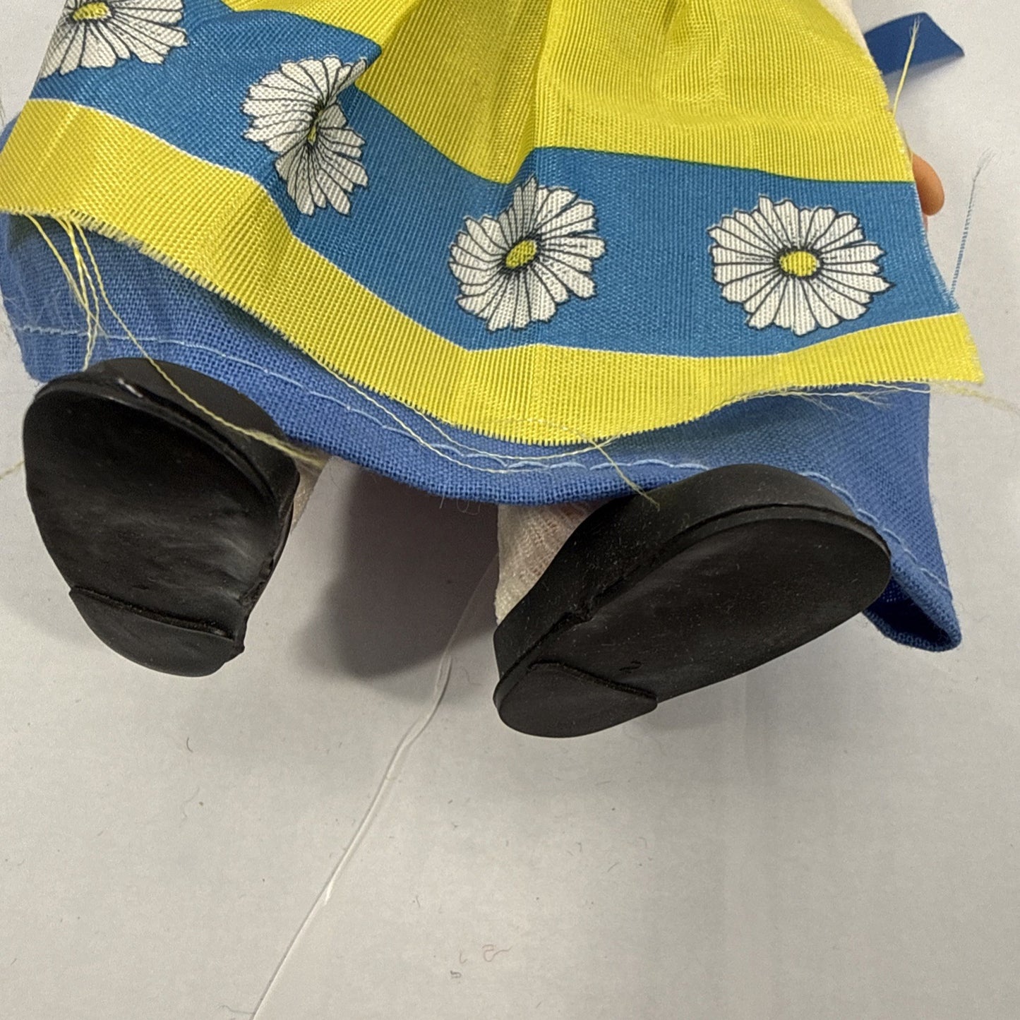 Vintage Sweden Vinyl Doll Sleepy Eyes Blue Yellow Folk Costume 9'