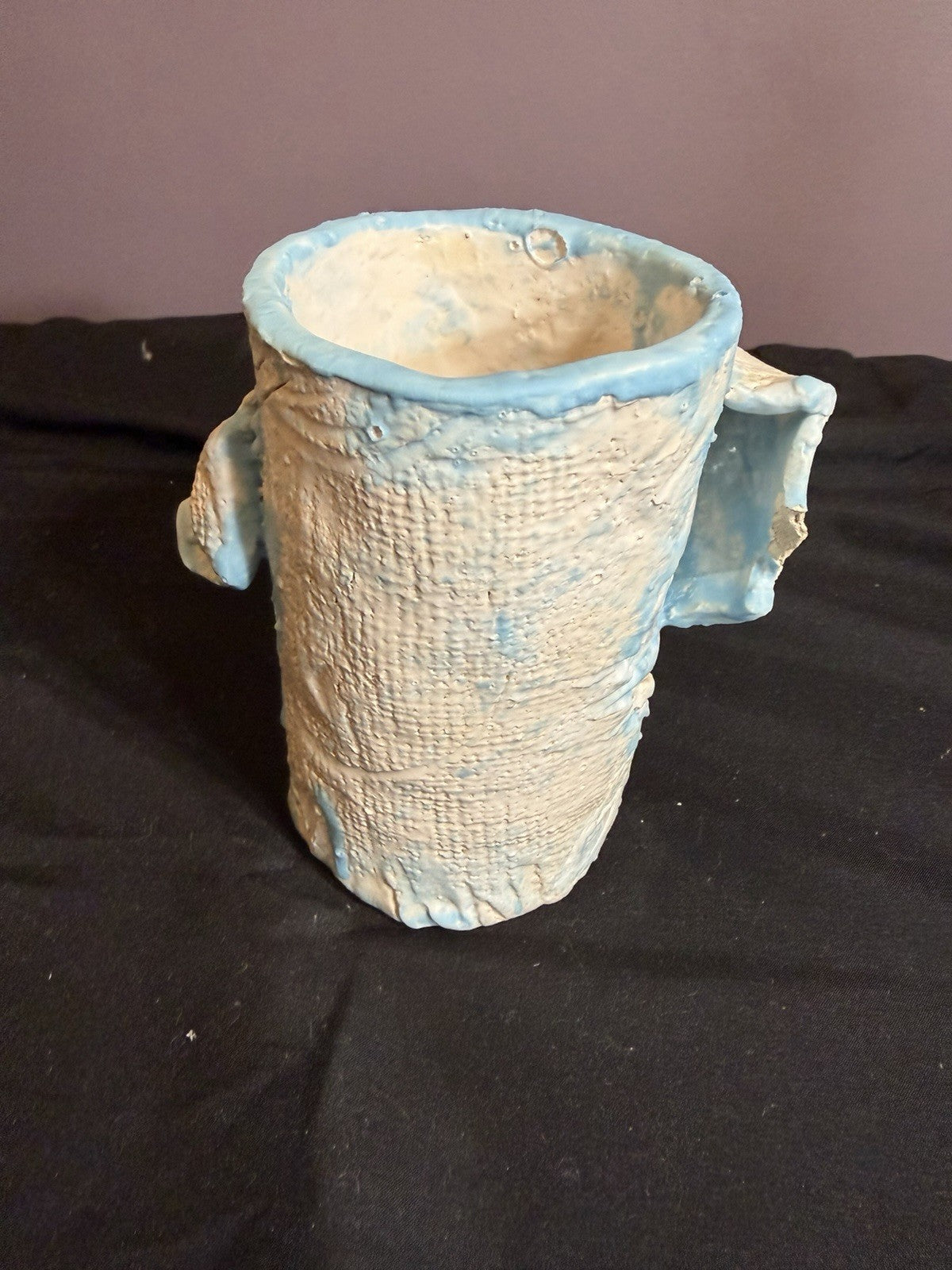 Handcrafted Ceramic Mugs Vases Set of 2 Blue Pink Decorative Cups 5"