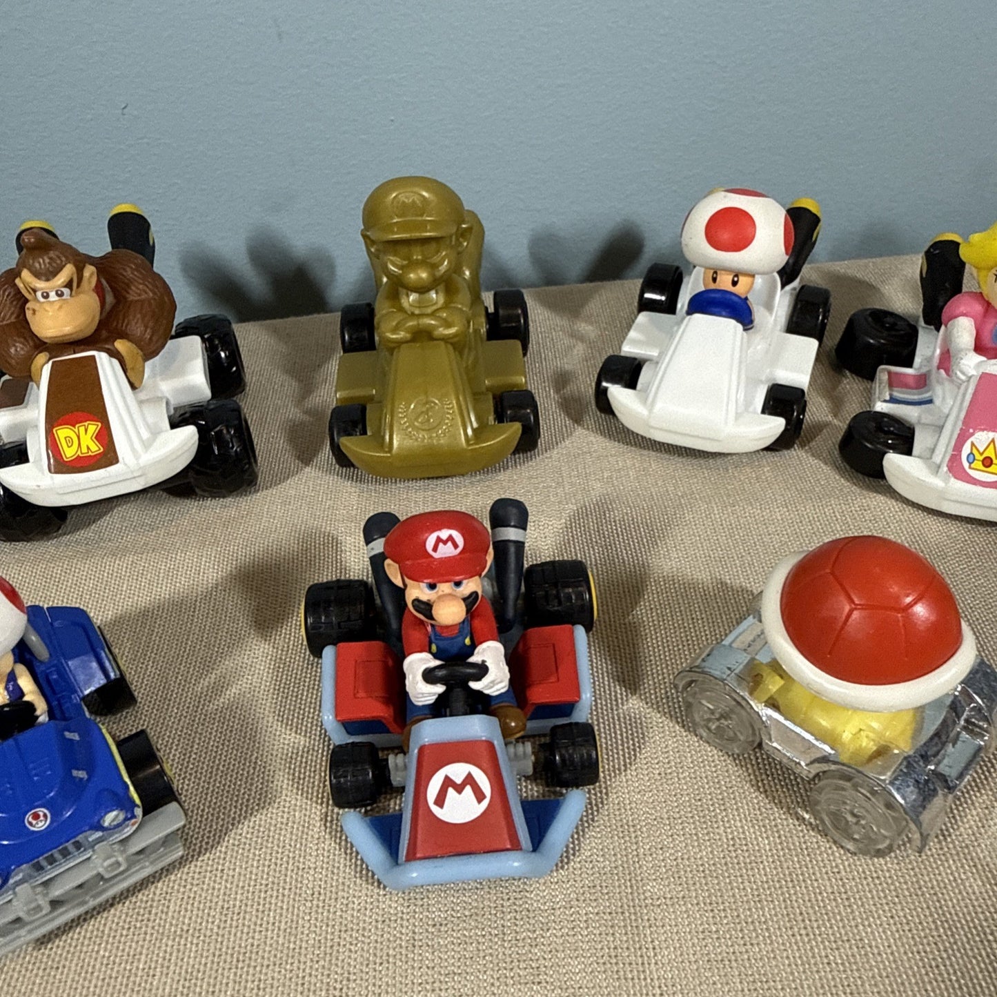 Nintendo Mario Kart Figures Lot of 9 Peach Mario Luigi Toad Donkey Kong Shell