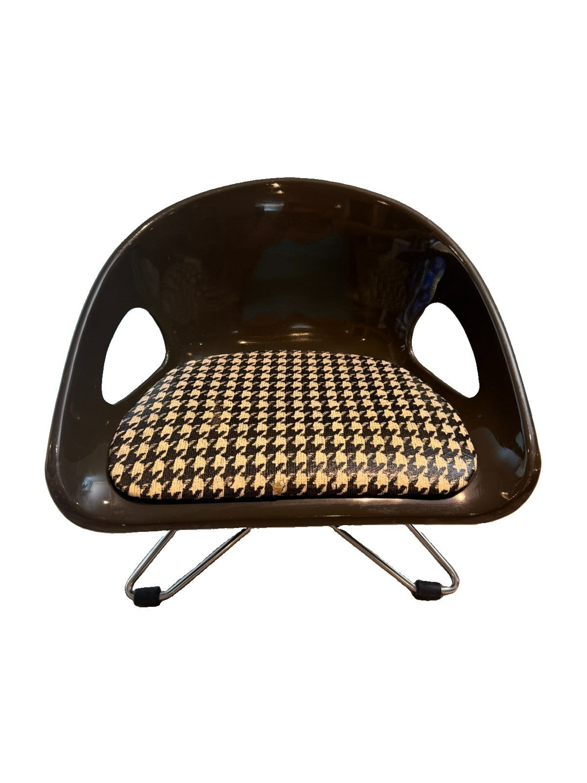 Vintage Cosco Doll Chair Miniature Plastic Houndstooth Mid Century Furniture MCM