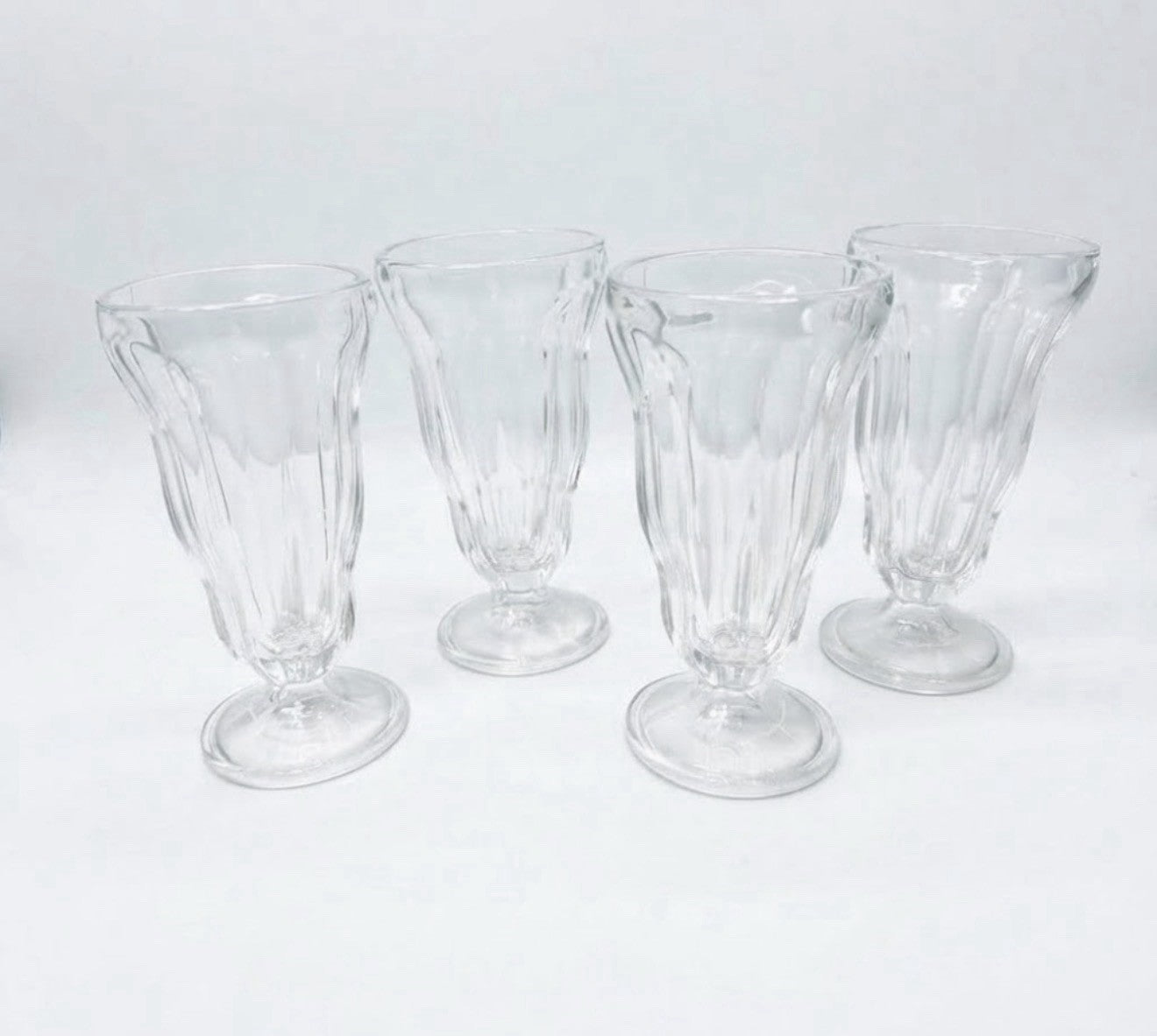 Vintage Milkshake Sundae Glasses Set of 4 Footed Ice Cream Soda Fountain Parfait