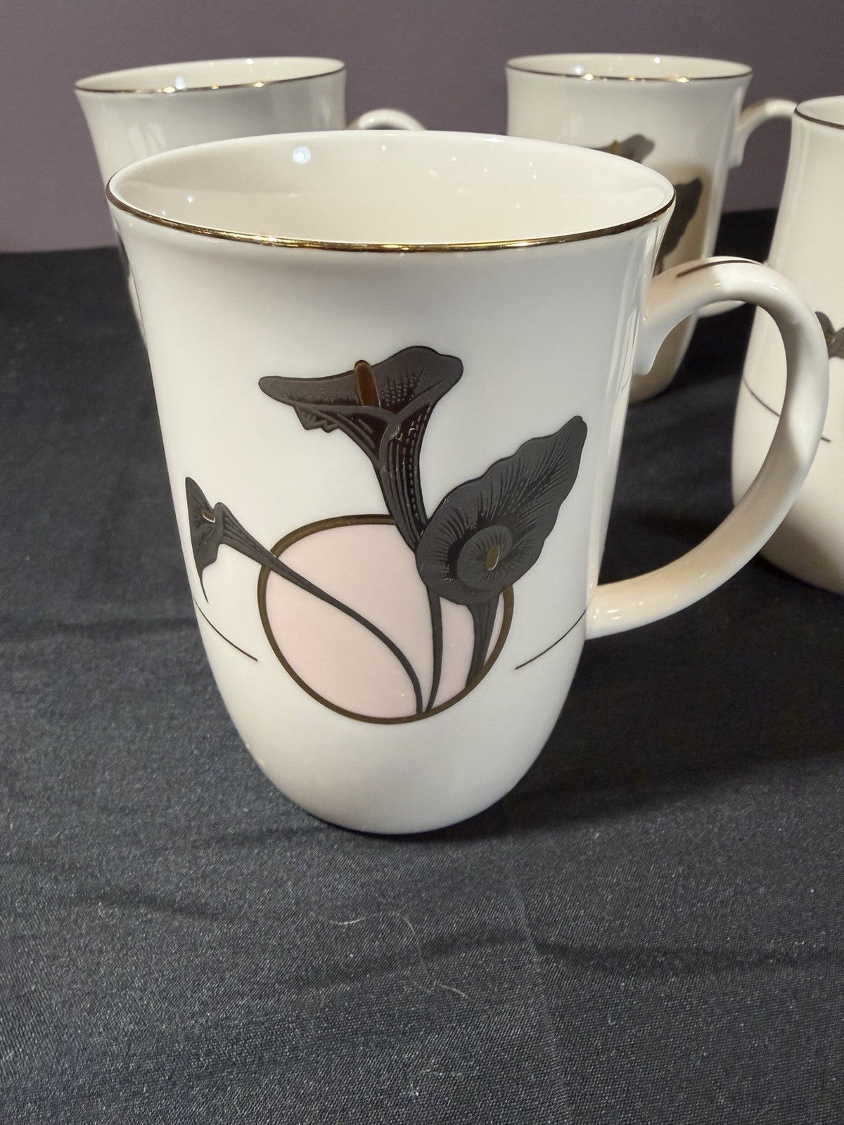 Otagiri Cala Lily Mugs Set of 4 Vintage Japan Curtis Swann