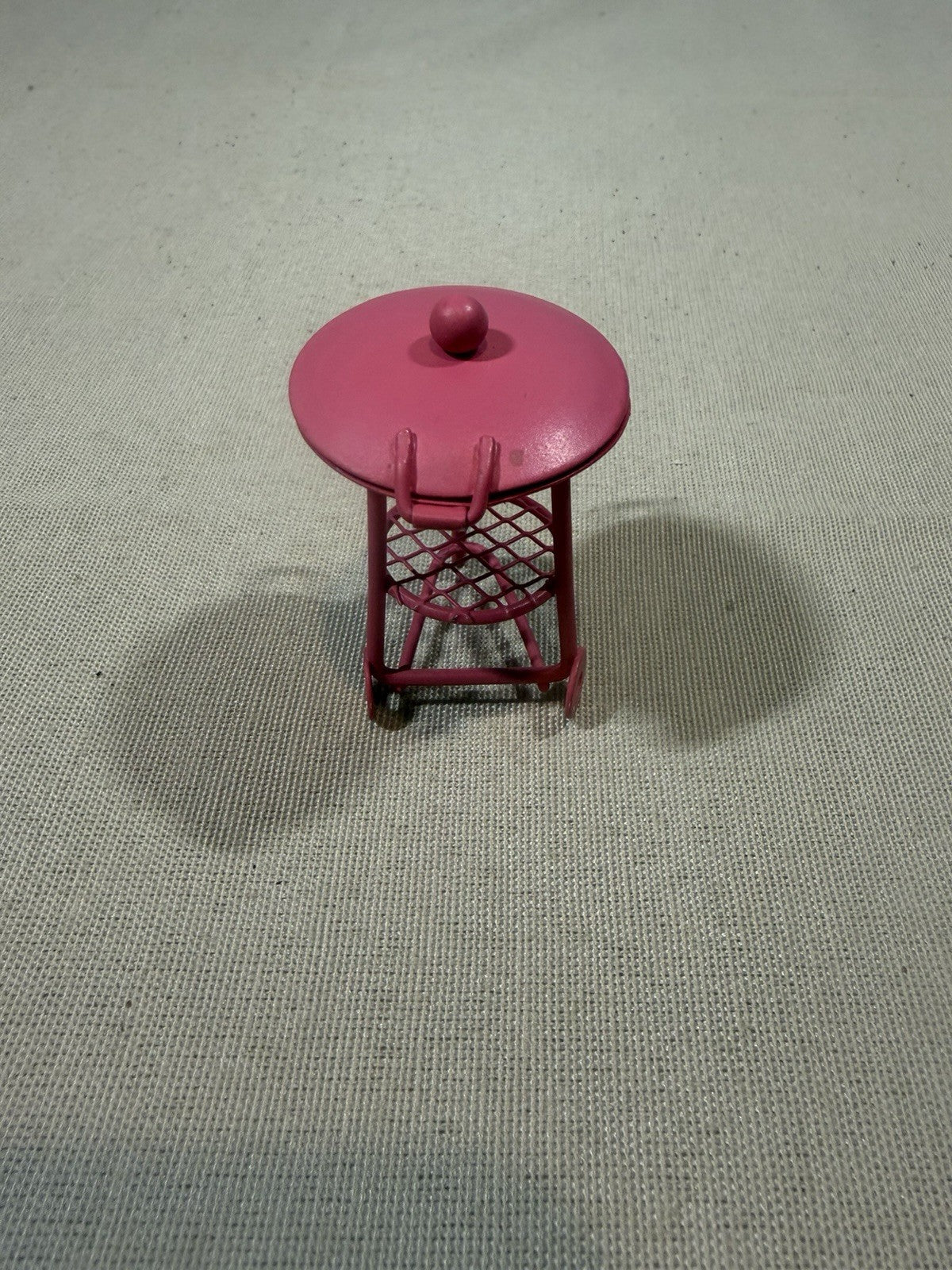 Vintage Metal Dollhouse Pink Grill Miniature Patio Barbecue Accessory 2.5"