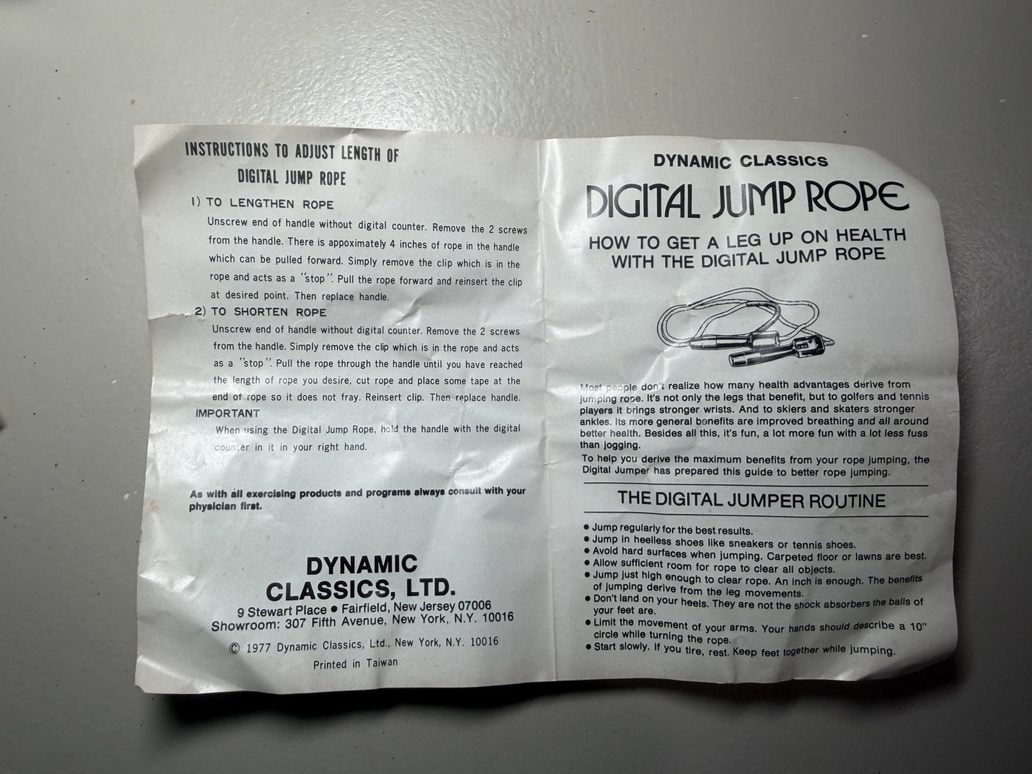 Vintage 1976 Dynamic Classics Digital Jump Rope Counter Exercise Fitness Boxed