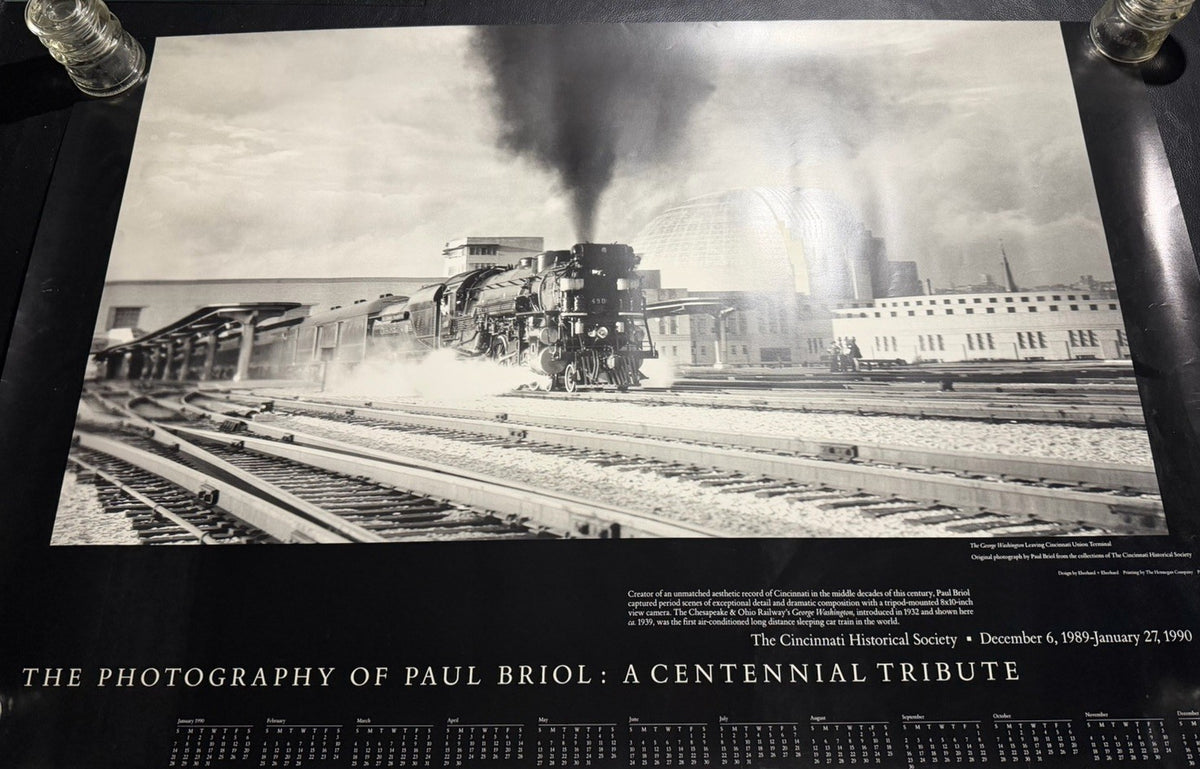 Vintage 1989 Paul Briol Cincinnati Union Terminal Train Photography Poster 35x24