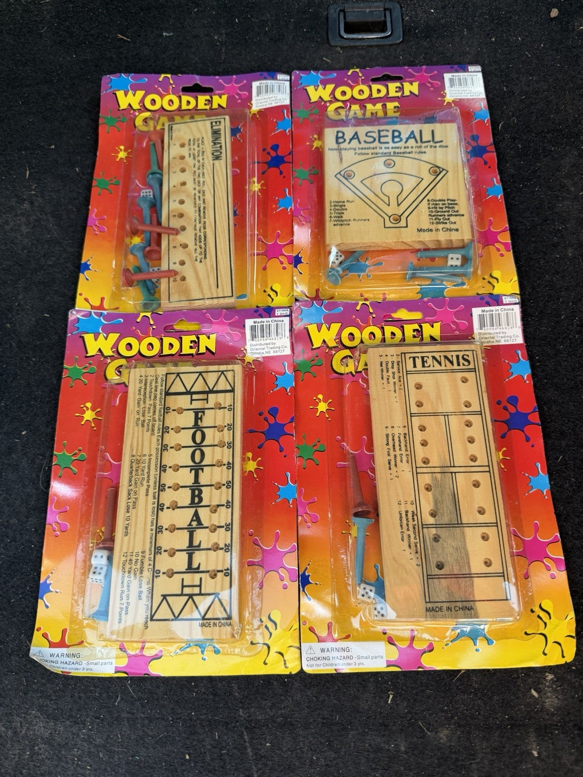 Vintage Wooden Table Games Lot 4 Baseball Football Tennis Elimination Dice Games