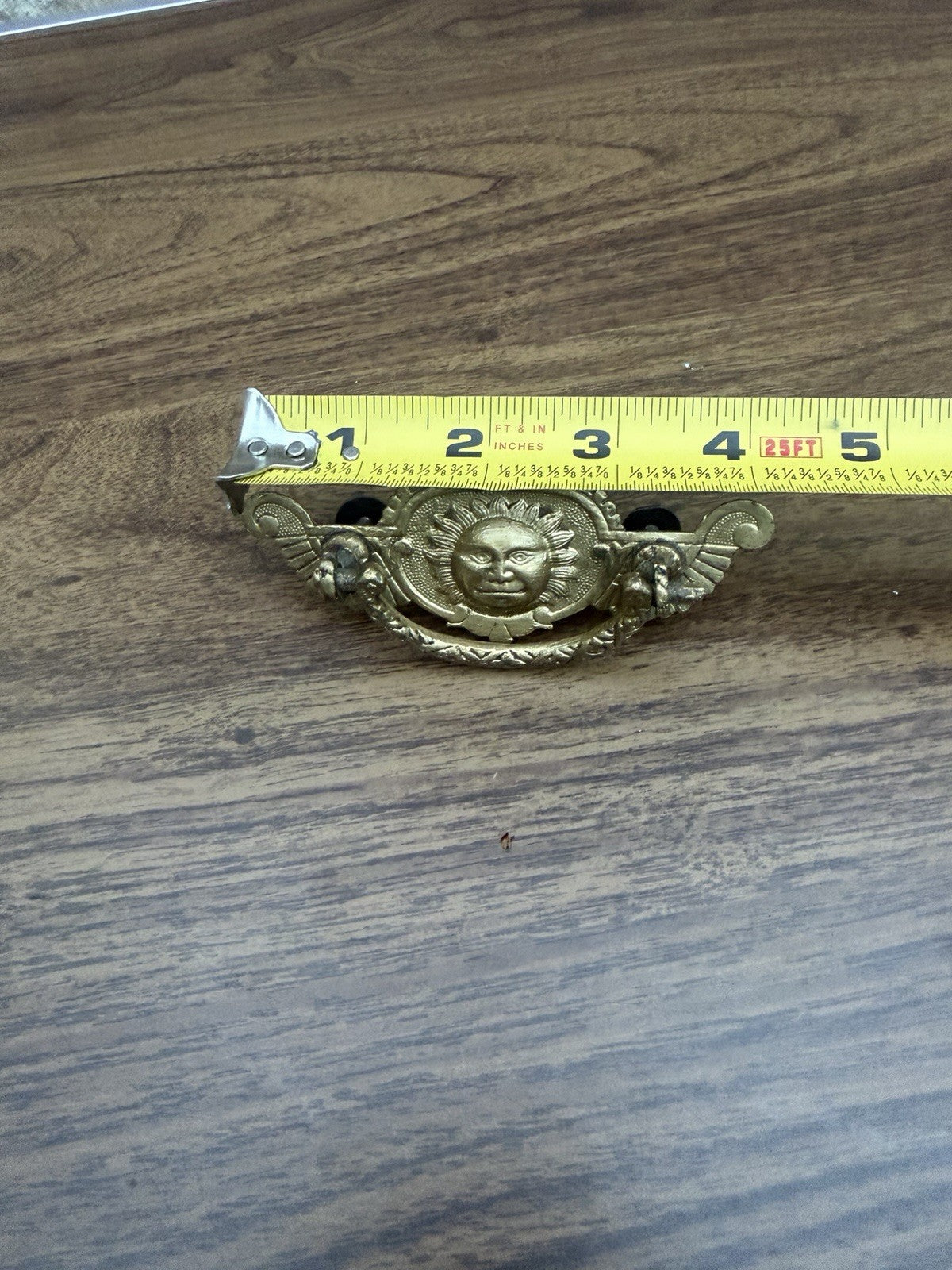 Antique Brass Sun Face Drawer Pull Eastlake Victorian Hardware