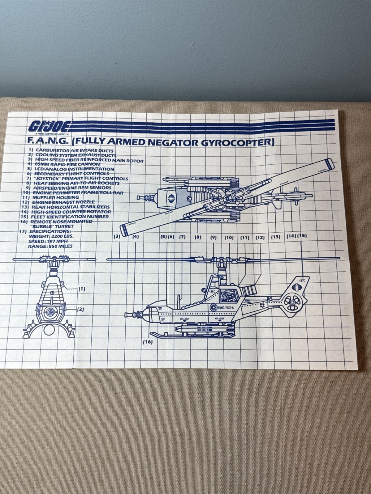 Vintage GI Joe Blueprint Lot RAM & FANG Vehicle Parts Instructions ARAH