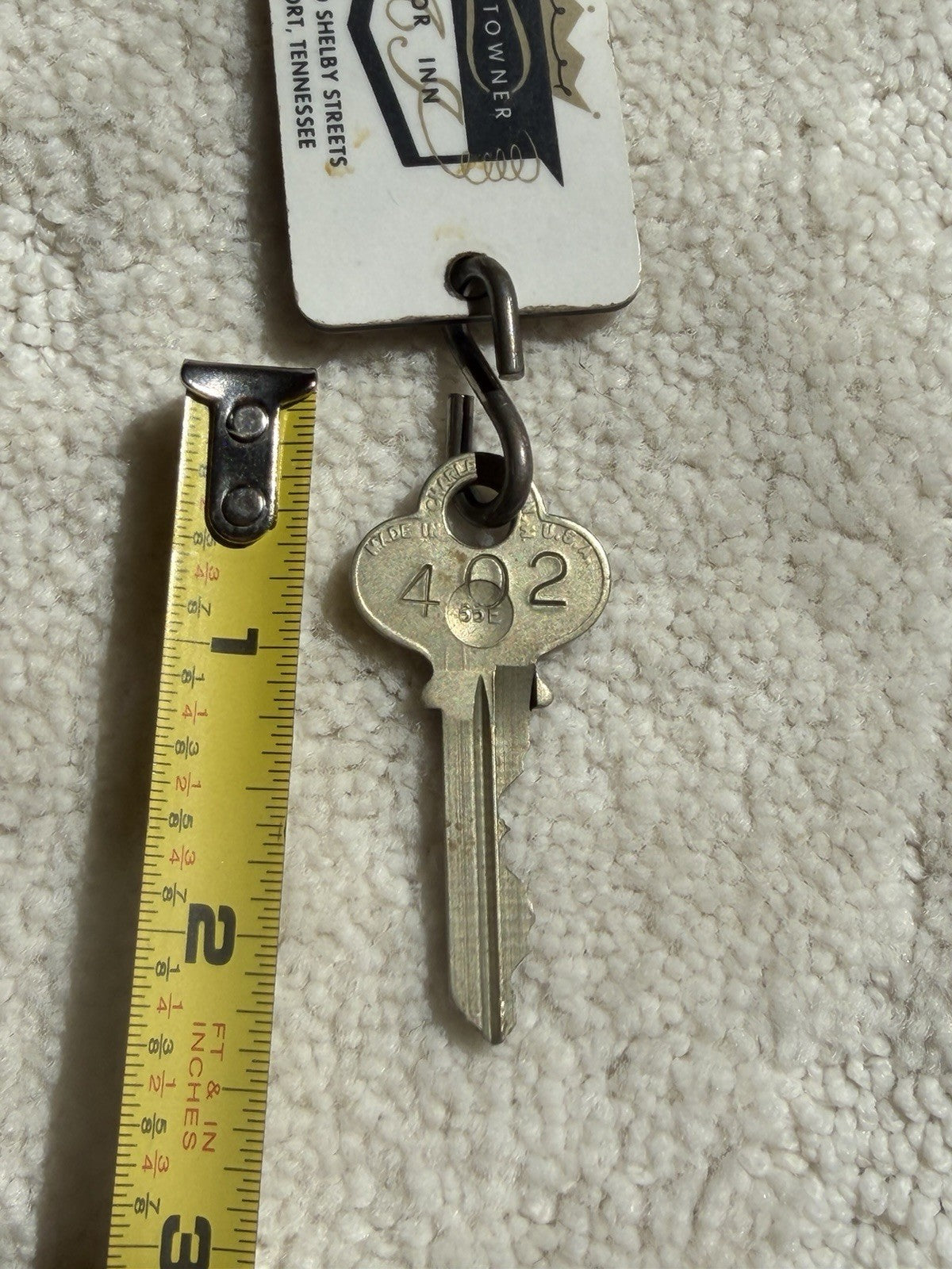 Vintage Downtowner Motor Inn Motel Key Fob Room 402 Kingsport Tennessee