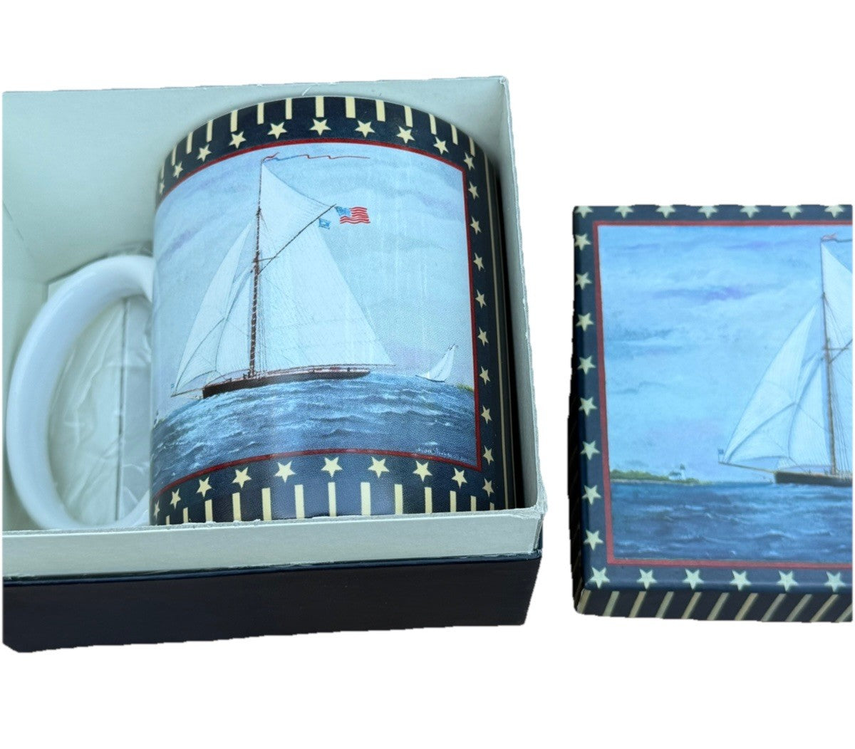 Lang Ellen Stouffer Set Sail Ceramic Mug Boxed Nautical Coffee Cup 2005 New