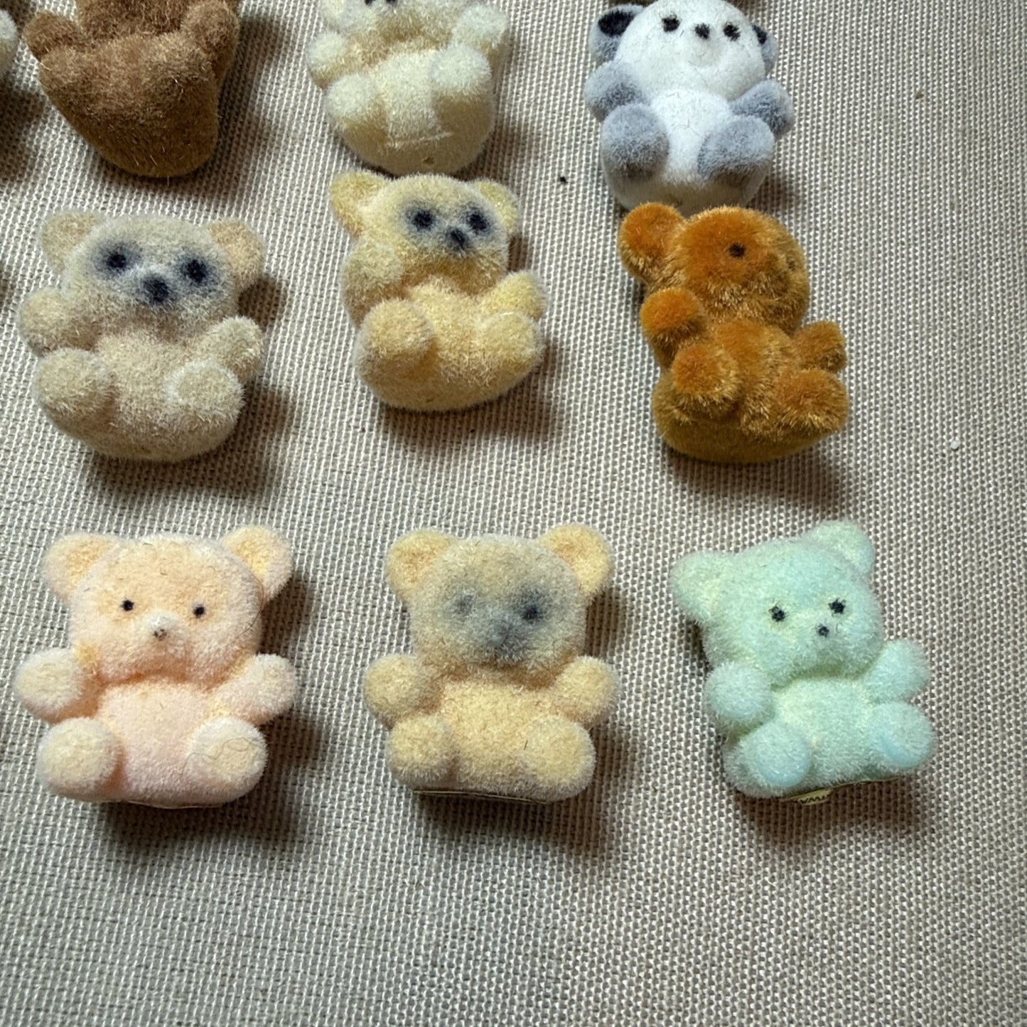 Vintage Flocked Miniature Teddy Bear Lot of 20 Craft Diorama Bears
