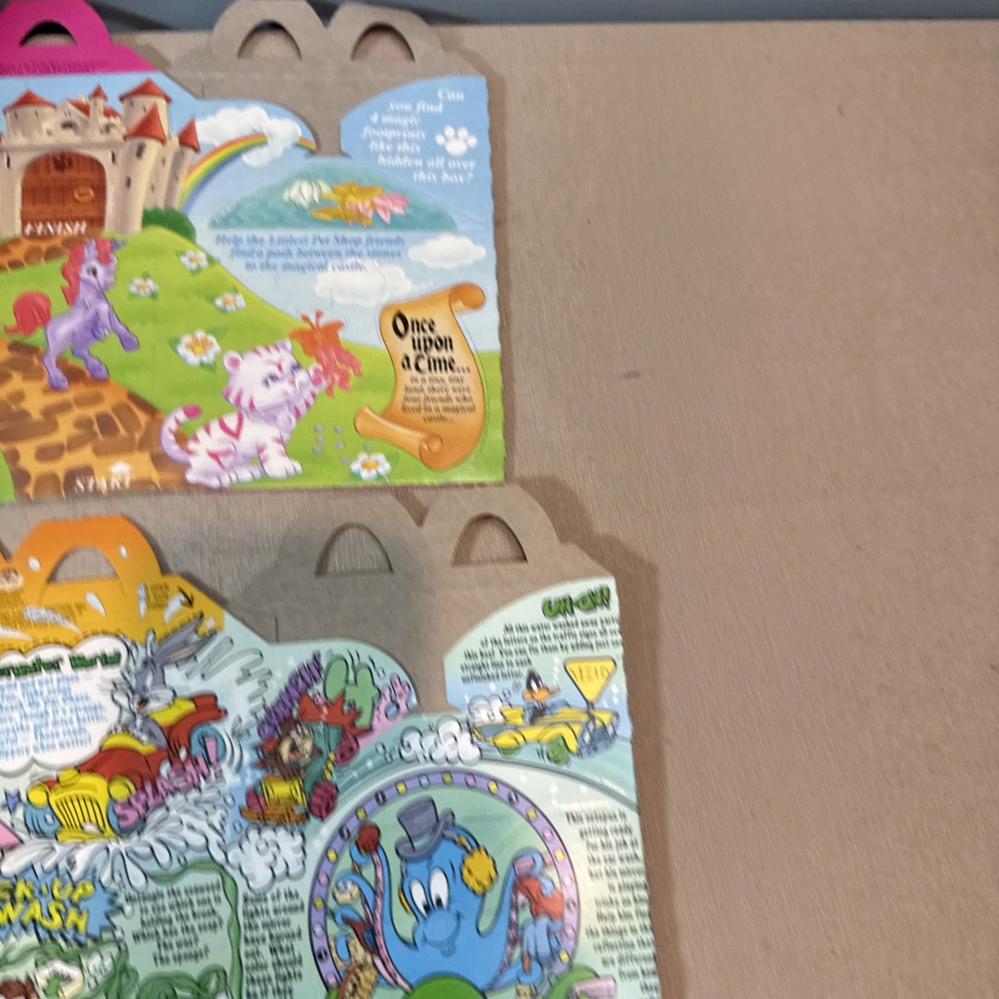 Vintage McDonalds Taco Bell Kids Meal Box Lot 10 Barbie Ariel Shaq Looney Toons