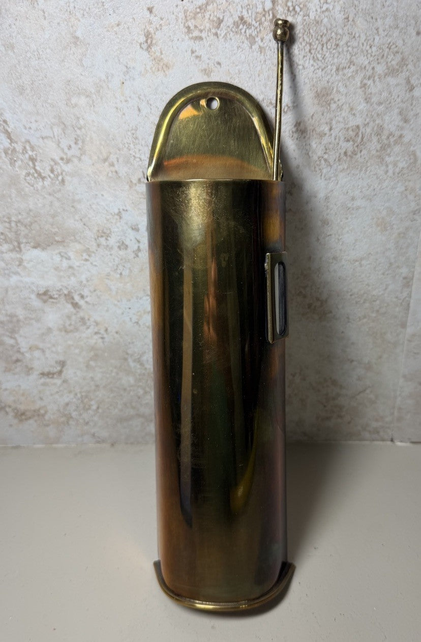 Vintage Solid Brass Wall Mount Match Holder Box Long Handle Candle Snuffer 12"