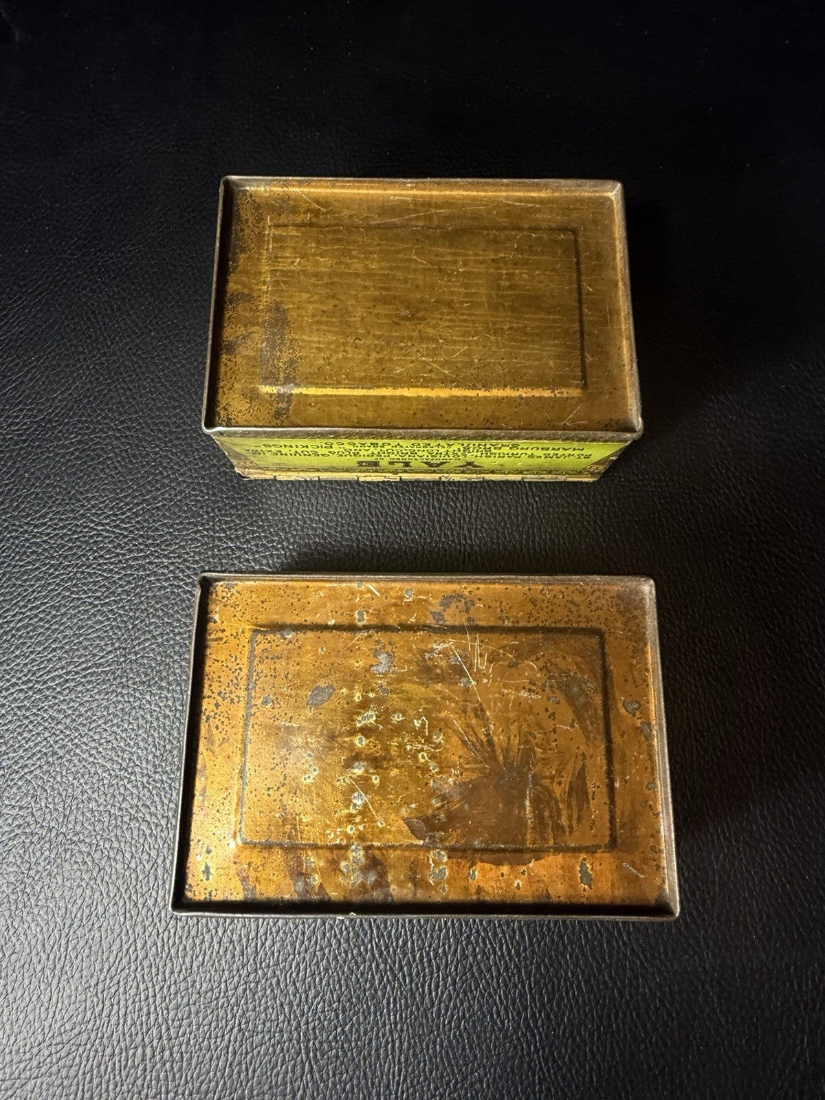 Antique Yale Mixture Tobacco Tins 2 Marburg Bros Baltimore Maryland Green EMPTY