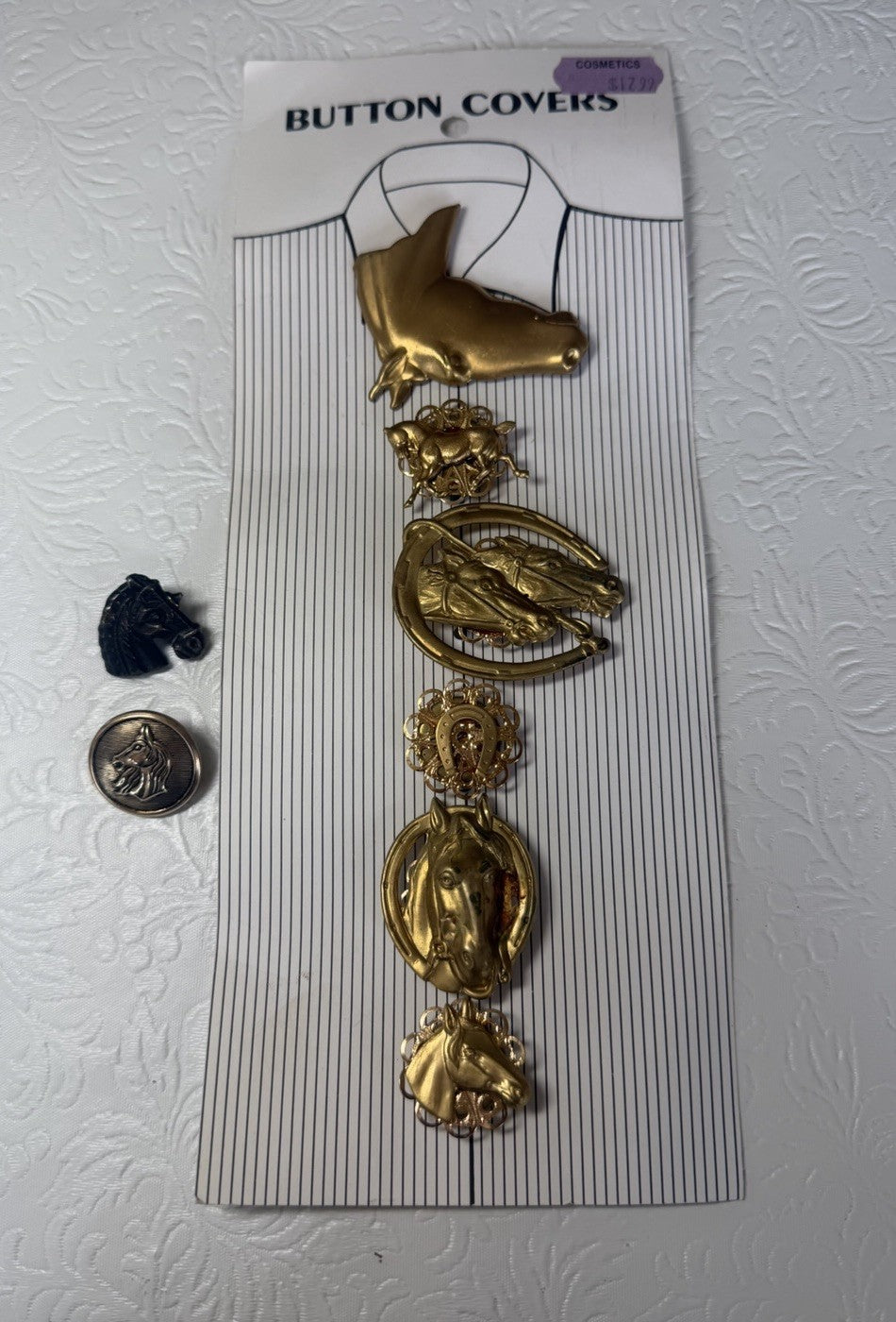 Vintage Horse Button Covers Lot Gold Bronze Equestrian Western Cowboy Styking 8p