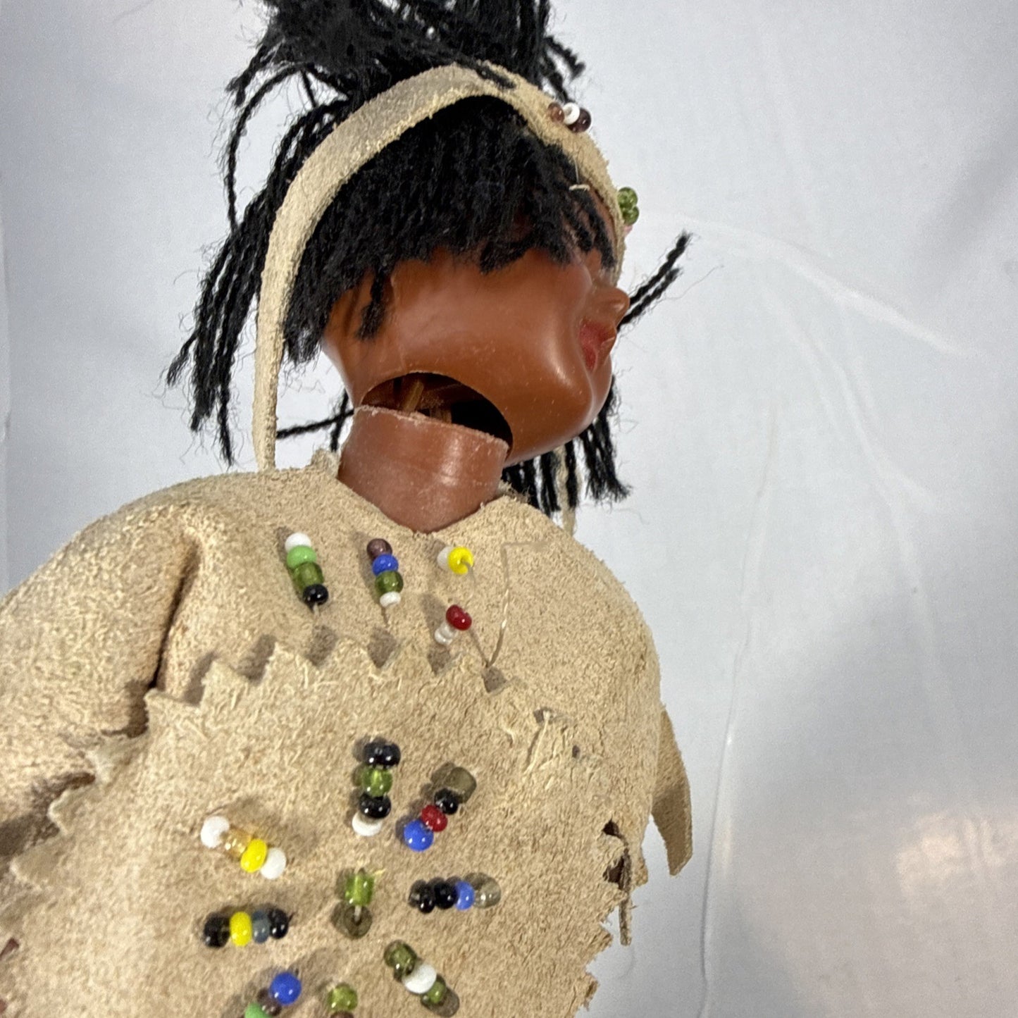 Vintage Native American Doll Papoose Baby Sleep Eyes Souvenir Doll