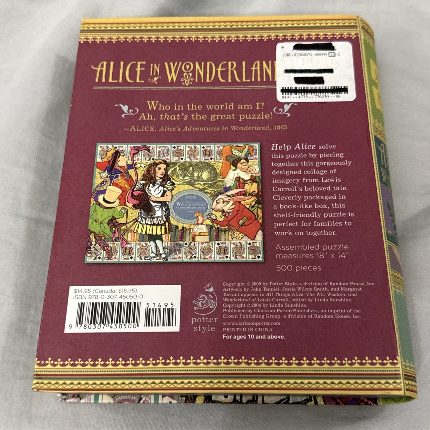 Alice In Wonderland 500 Piece Jigsaw Puzzle Collectible Fantasy Art