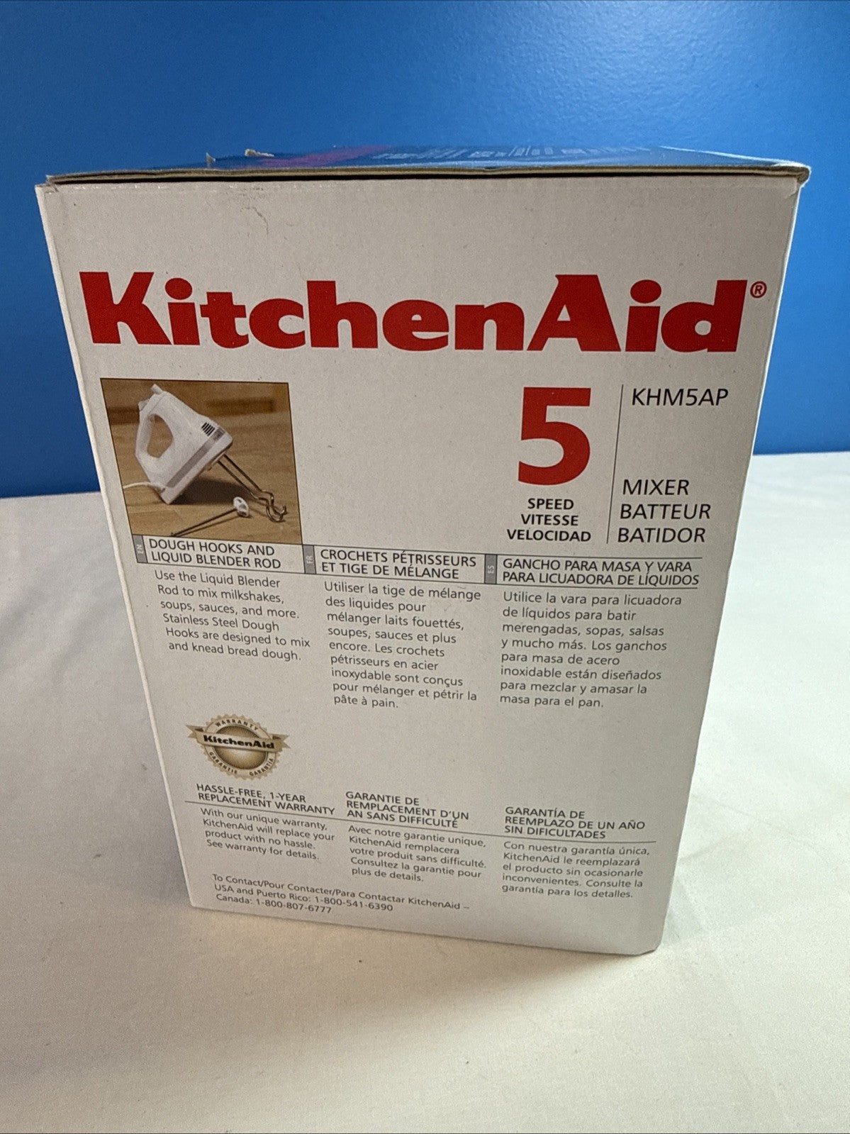 KitchenAid KHM5AP Ultra Power 5 Speed Hand Mixer White Beaters New In Box NIB