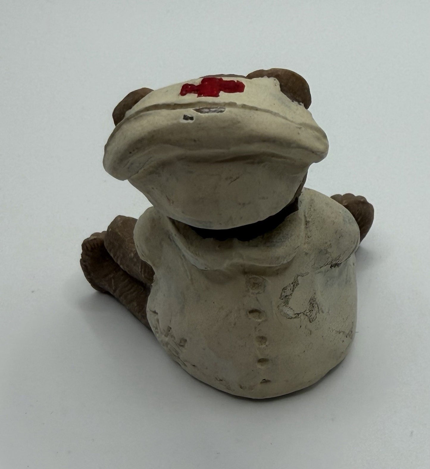 Vintage Red Cross Nurse Bear Figurine 2 Inch Resin Hospital Medical Collectible